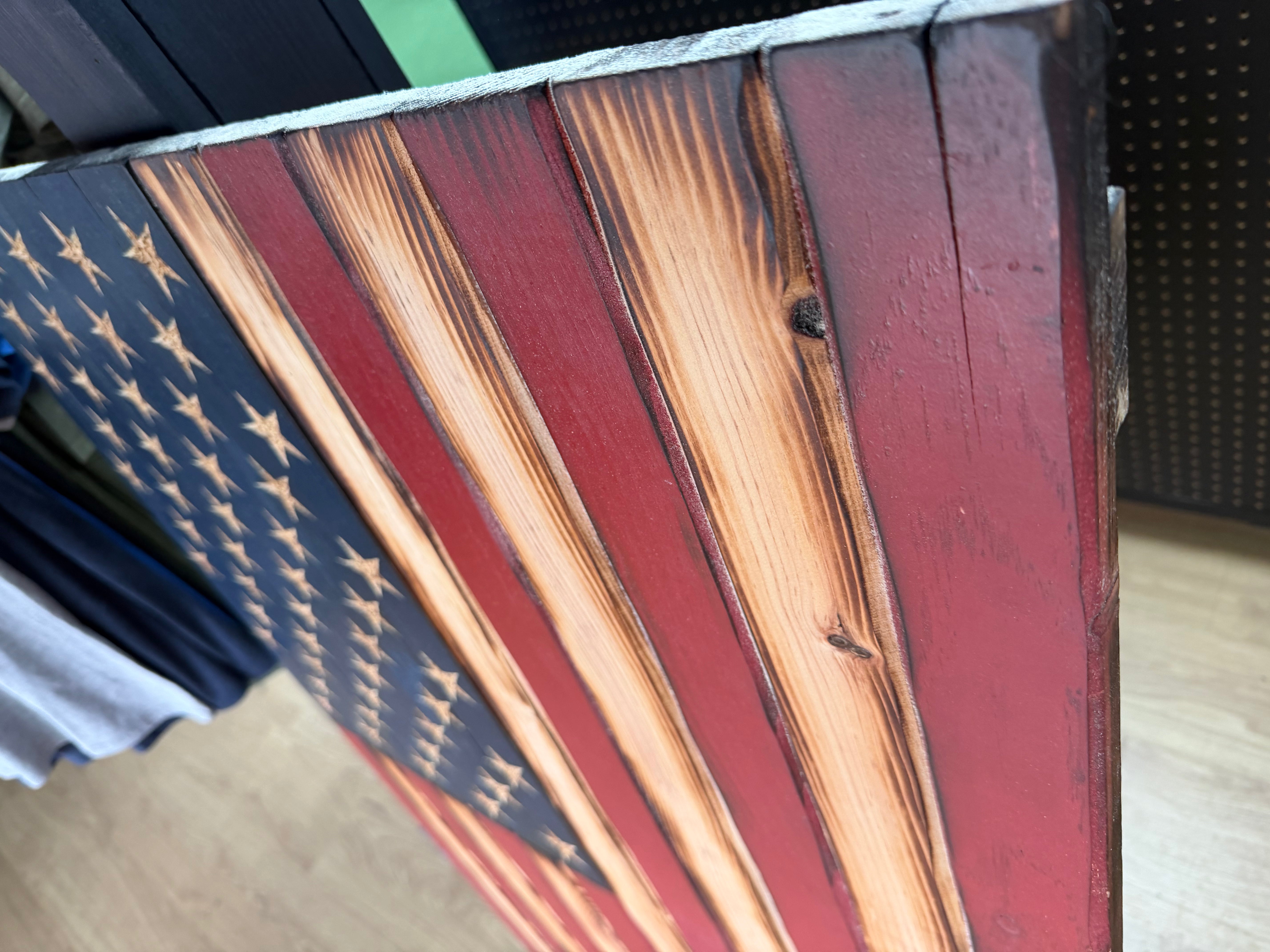Large 51"x32" Vertical Weathered Old Glory //  Imperfections and or Damage See image for details / read description EXPEDITE 245