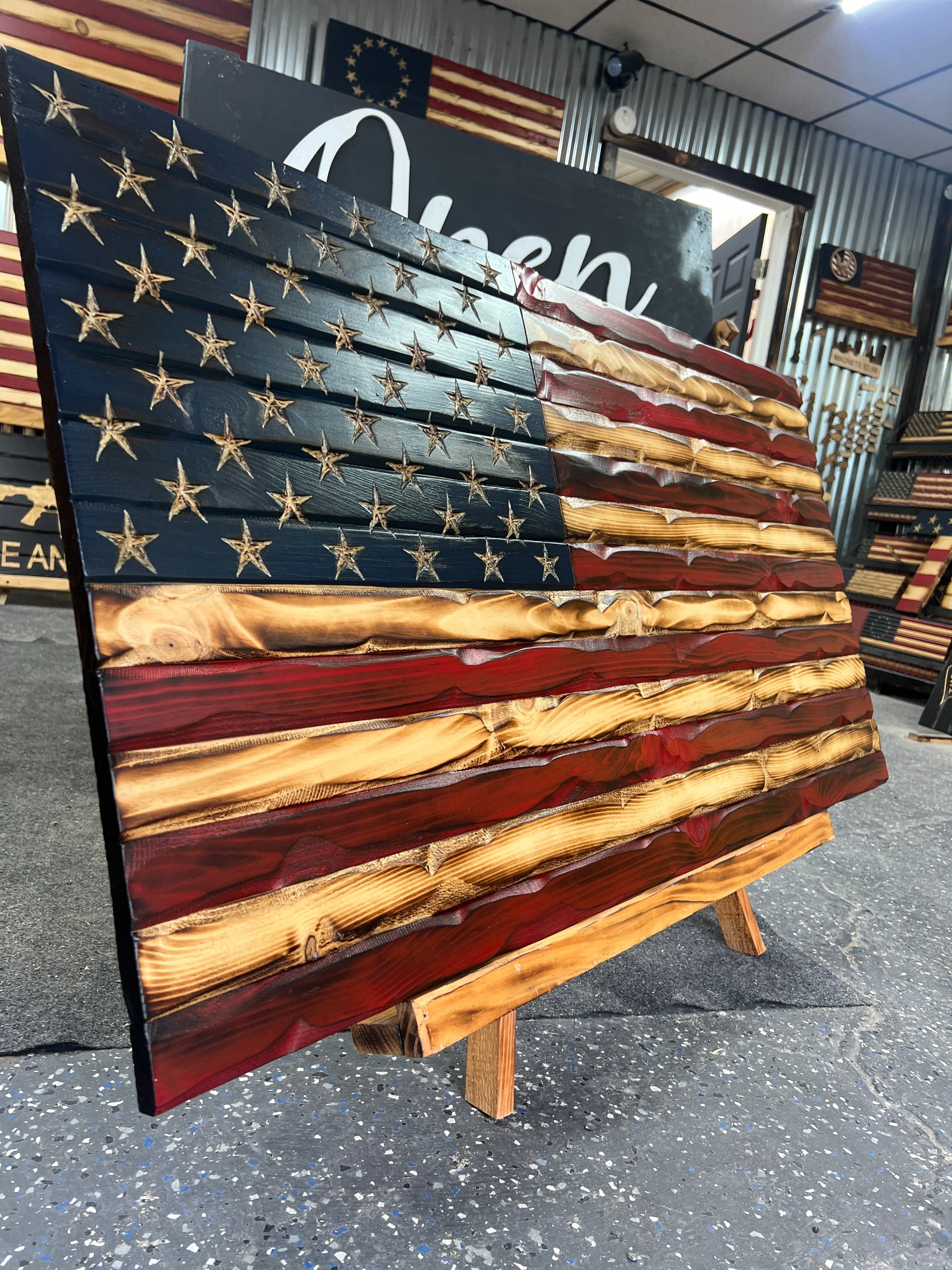 Weathered Rustic Glory Handmade Wooden American Flag