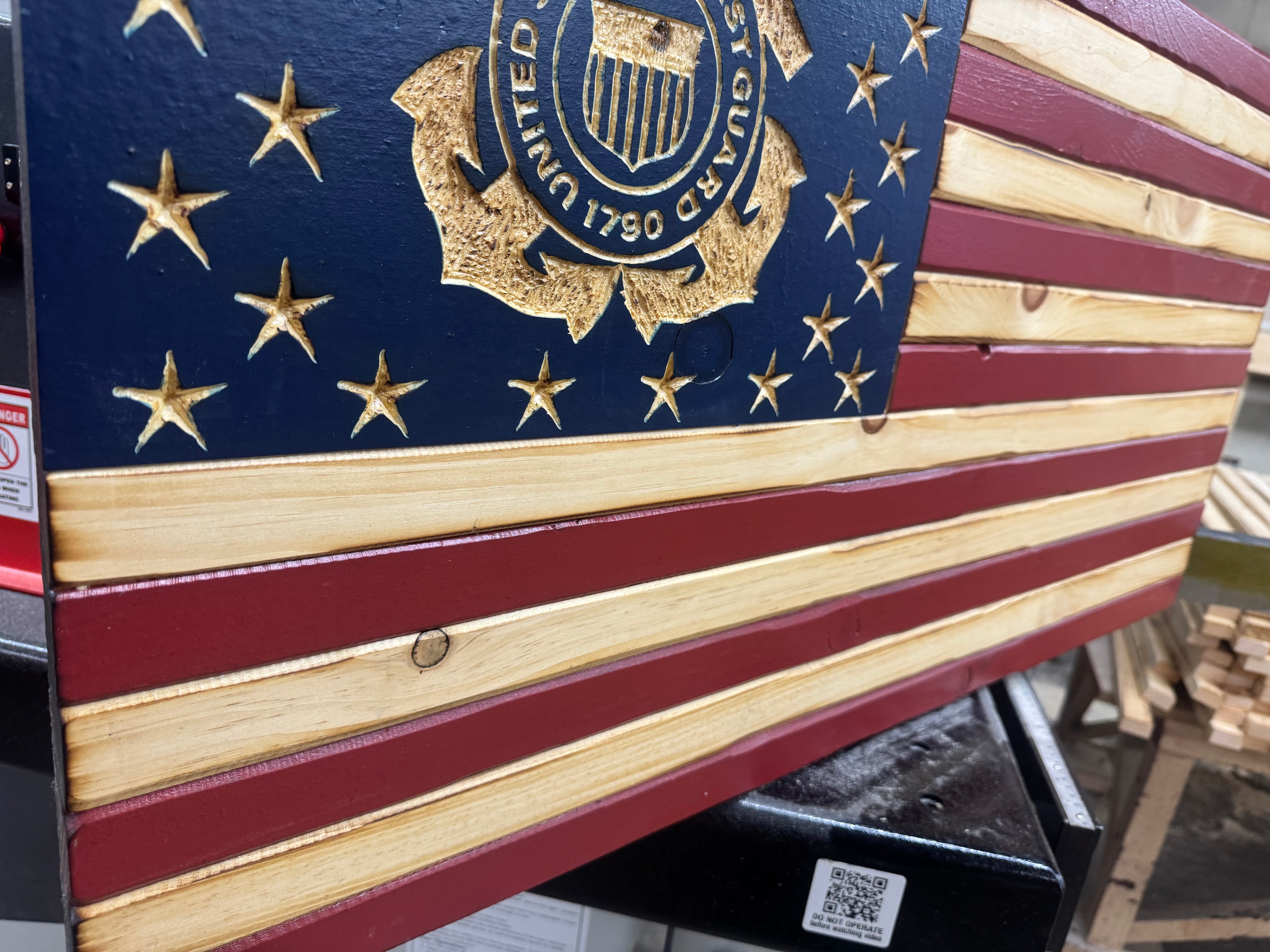 Medium 38x19 Coast Guard Old Glory //  Imperfections and or Damage See image for details / read description EXPEDITE 3245 (Copy) (Copy)