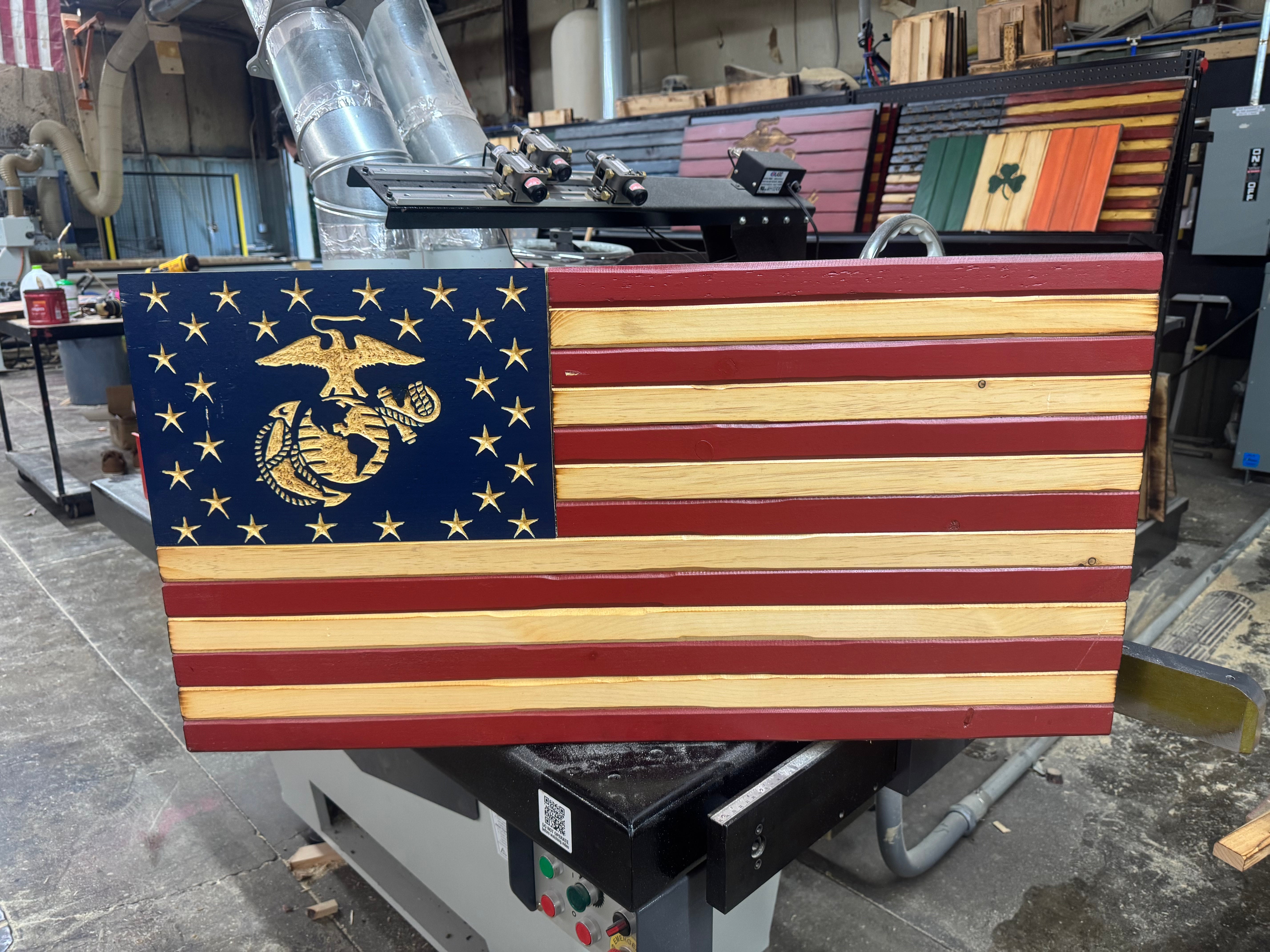 Medium 38x19 Marine Old Glory //  Imperfections and or Damage See image for details / read description EXPEDITE 4232