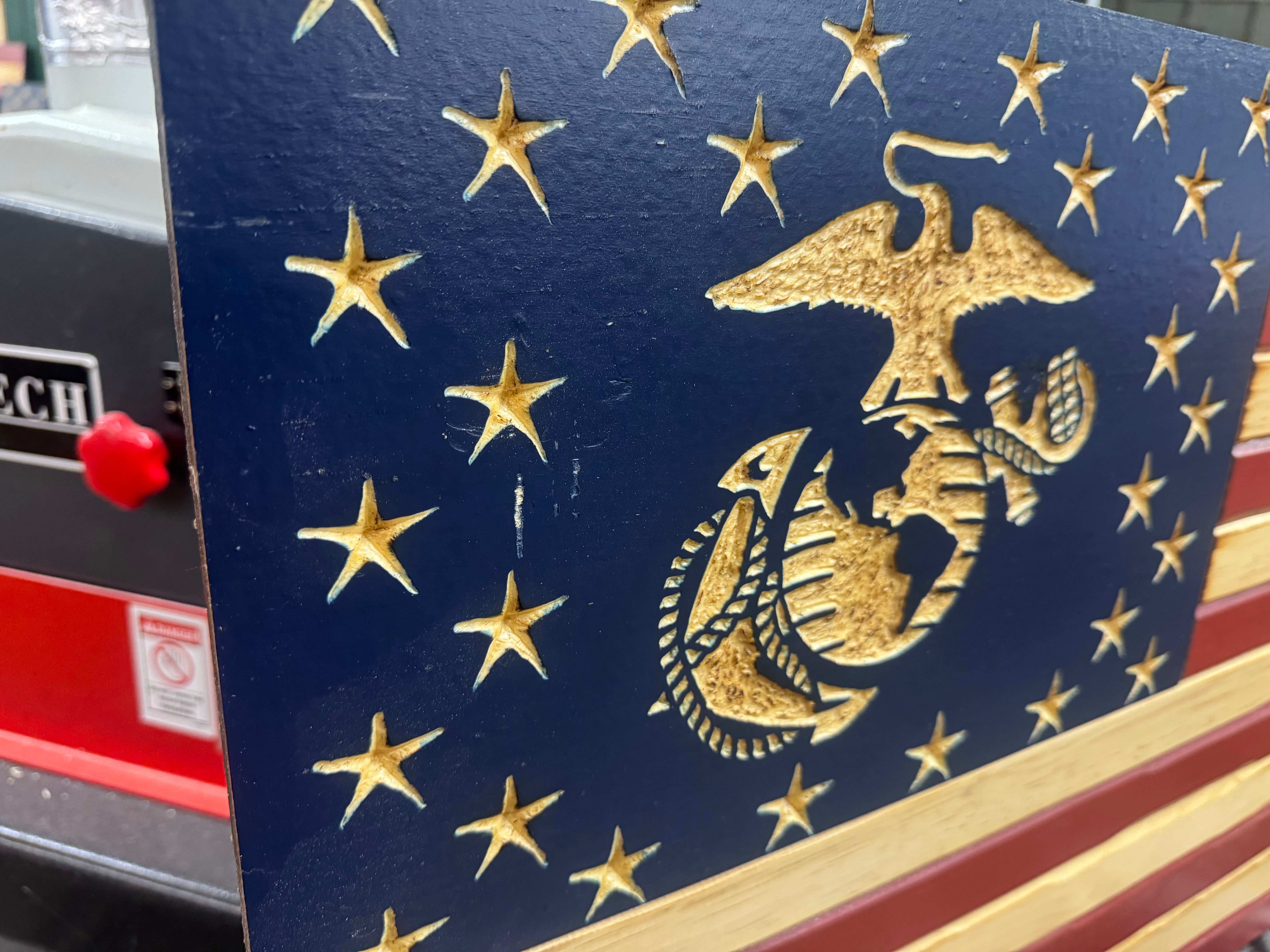 Medium 38x19 Marine Old Glory //  Imperfections and or Damage See image for details / read description EXPEDITE 4232
