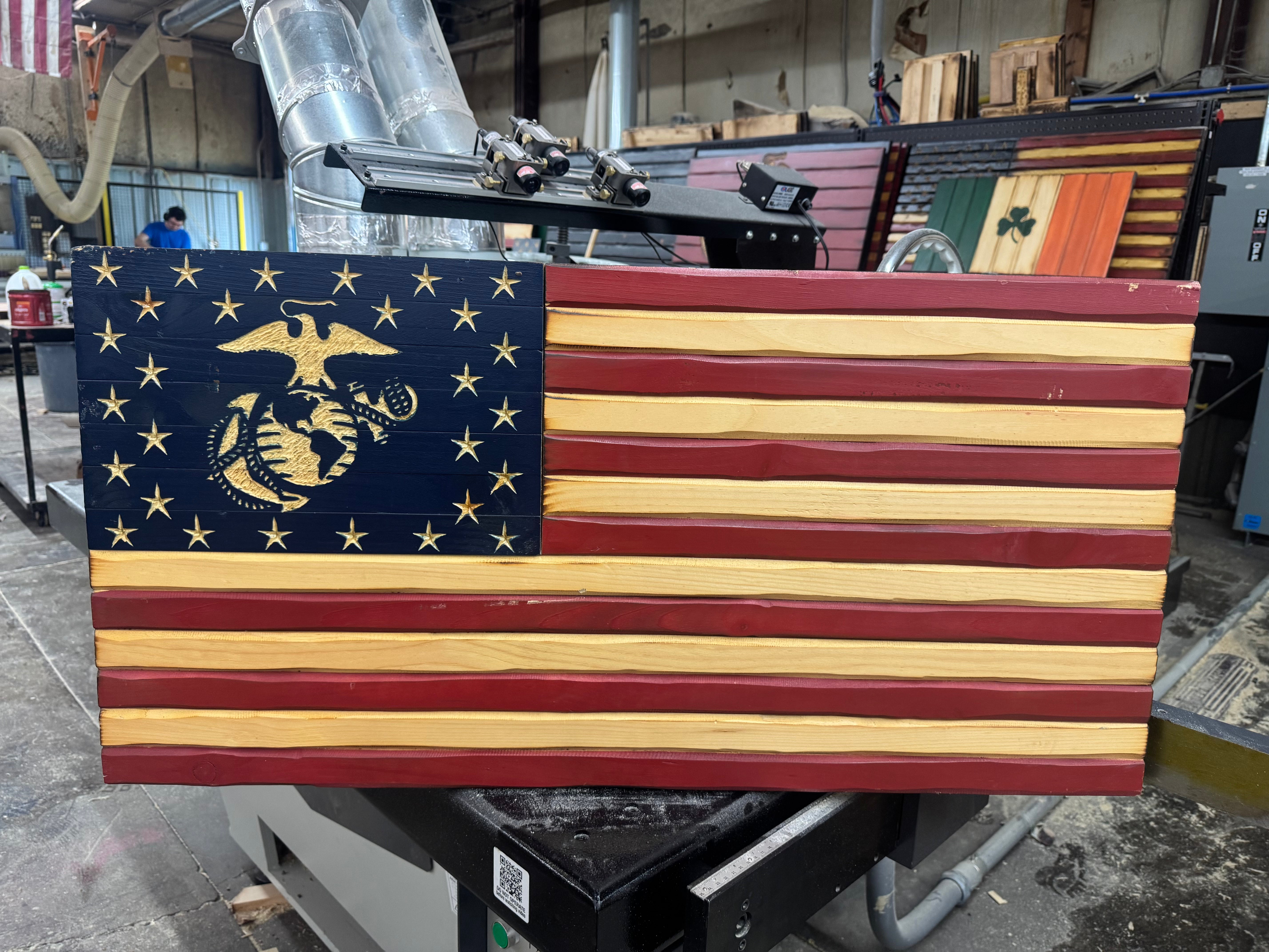 Medium 38x19 Marine Old Glory //  Imperfections and or Damage See image for details / read description EXPEDITE 5345
