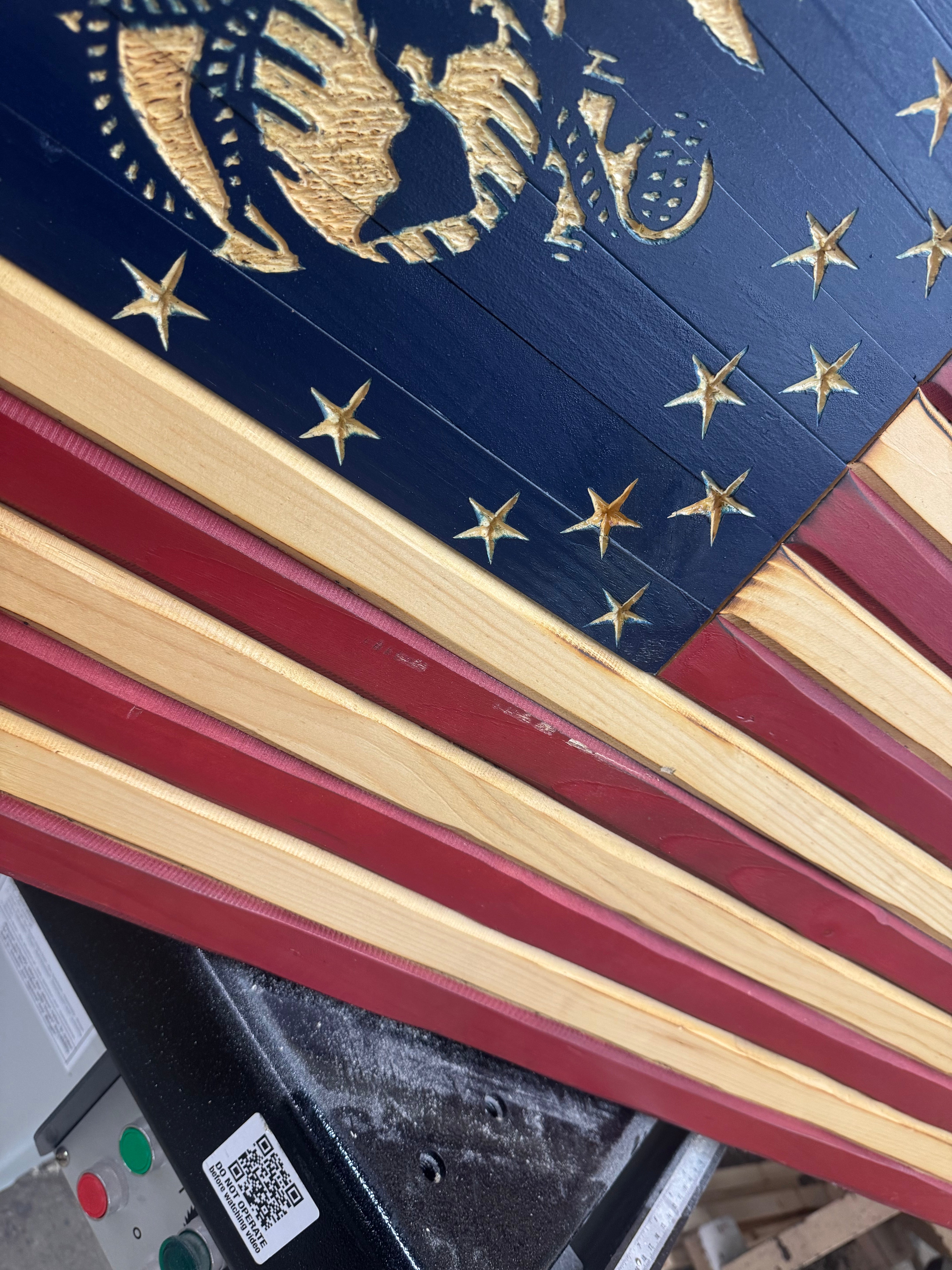 Medium 38x19 Marine Old Glory //  Imperfections and or Damage See image for details / read description EXPEDITE 5345