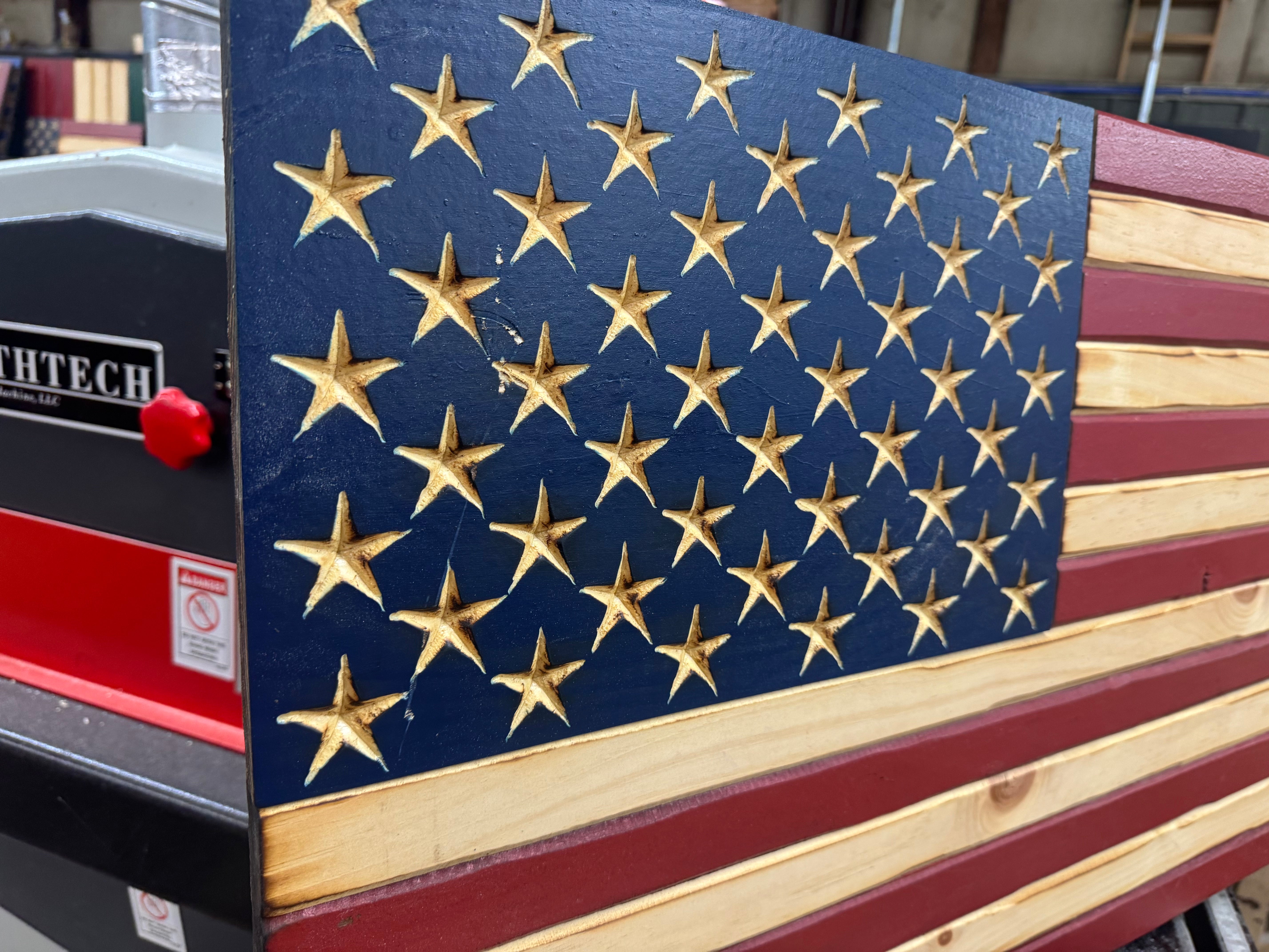Medium 38x19 Old Glory  //  Imperfections and or Damage See image for details / read description EXPEDITE 7788