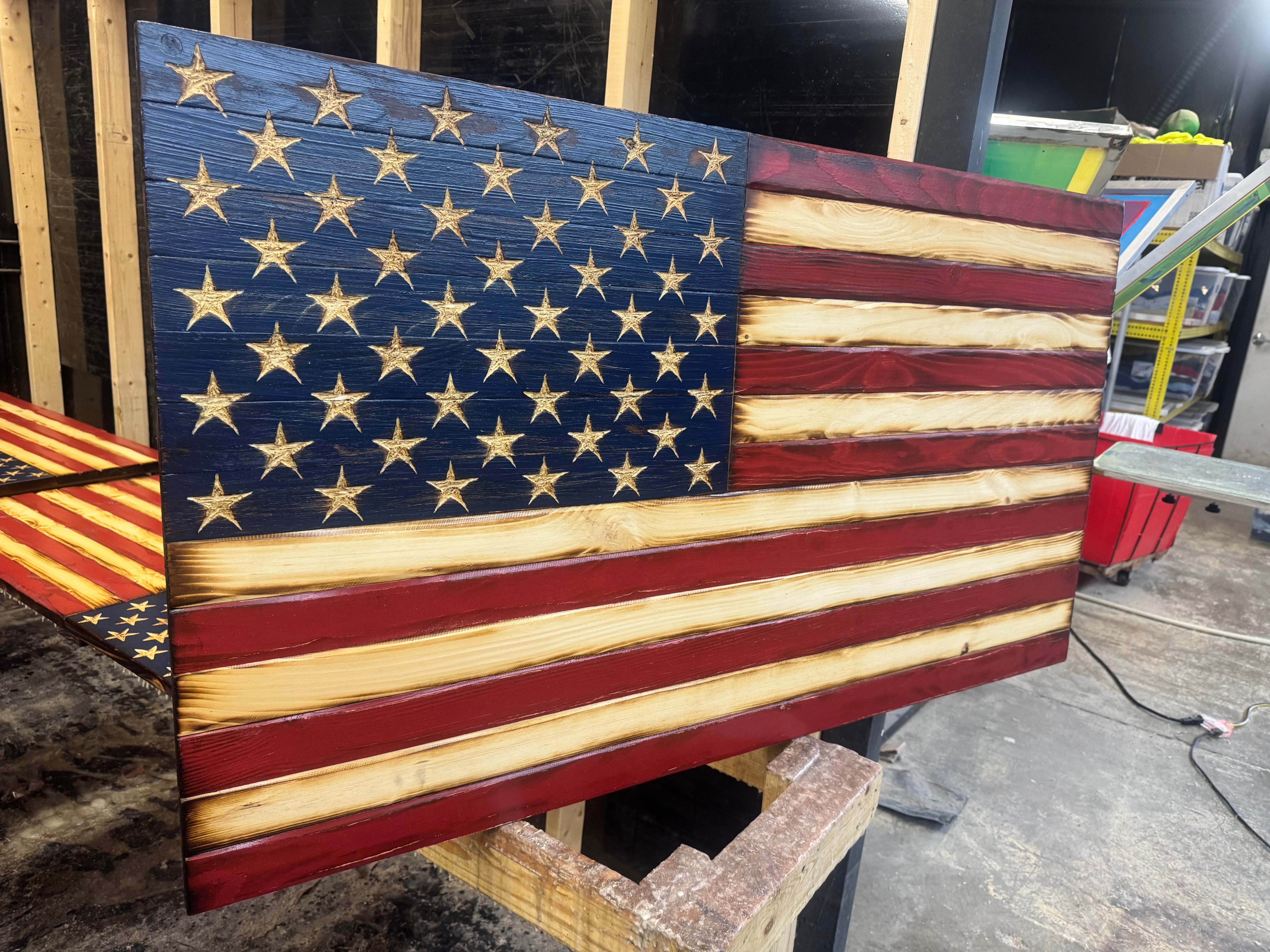 Colossal 56x32 Weathered Old Glory  //  Read description EXPEDITE 7855