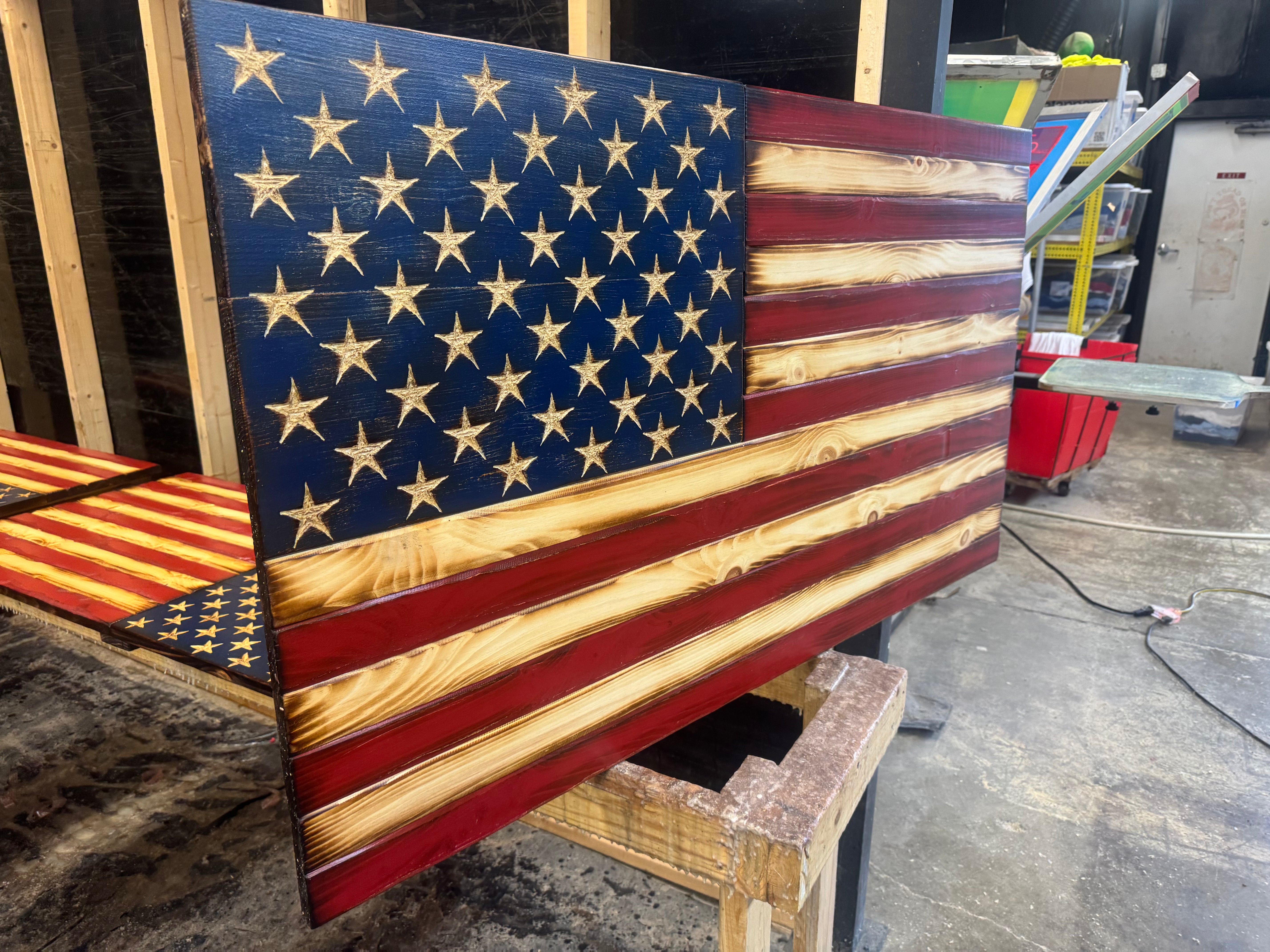 Colossal 56x32 Weathered Old Glory  //  Read description EXPEDITE 7857