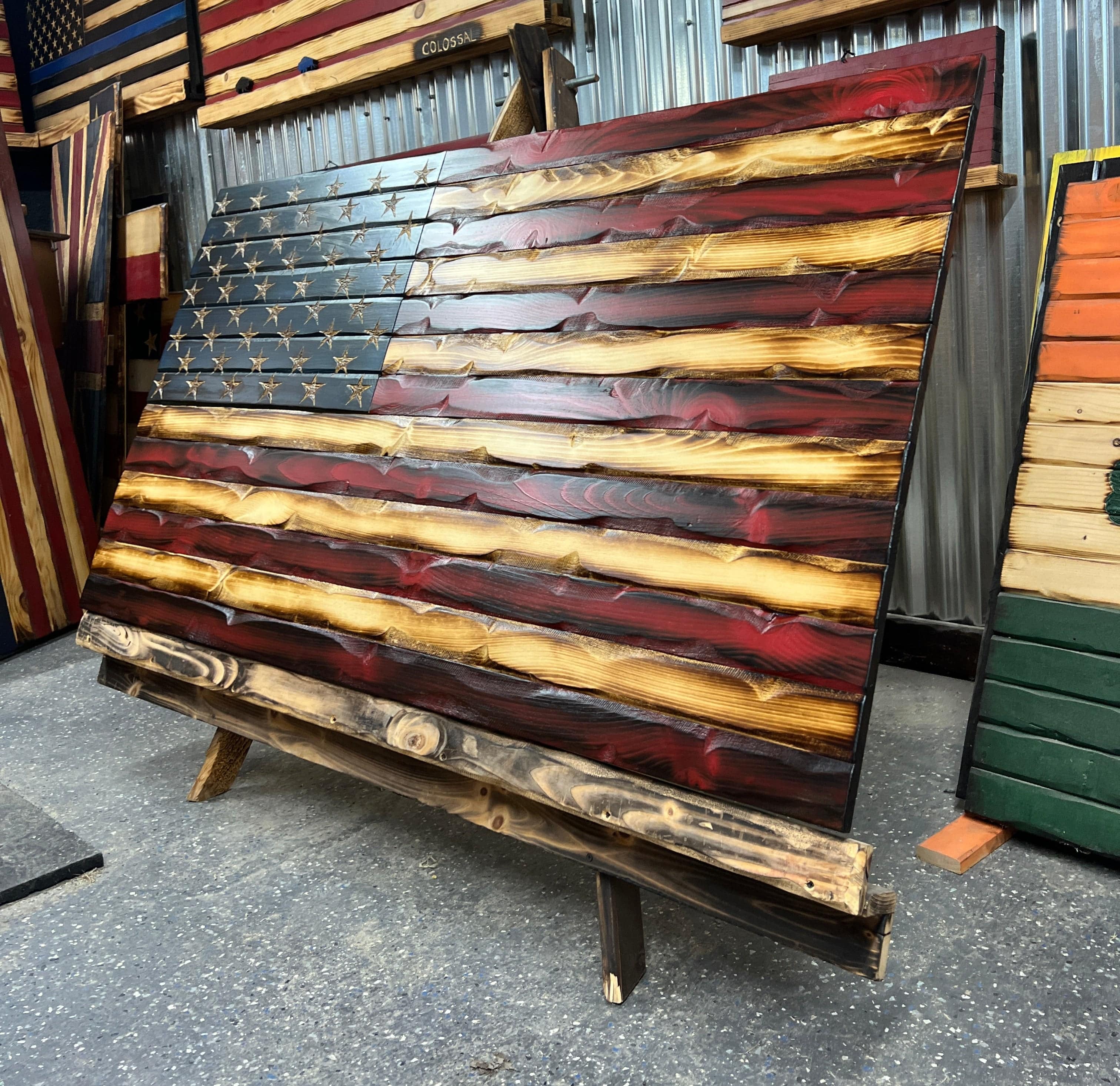 Weathered Rustic Glory Handmade Wooden American Flag