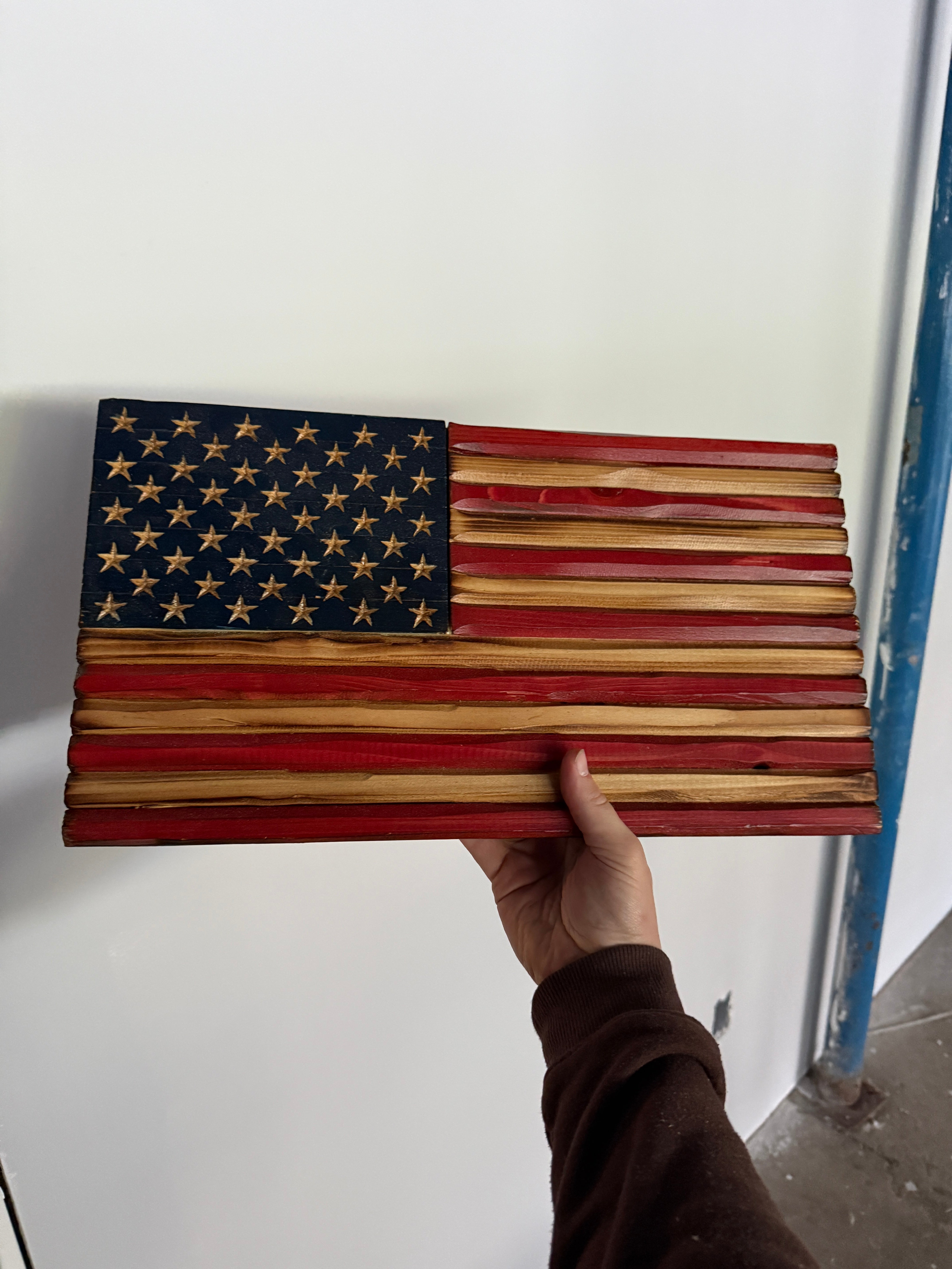 18"x10" Custom Fully Weatherproofed Cedar Old Glory