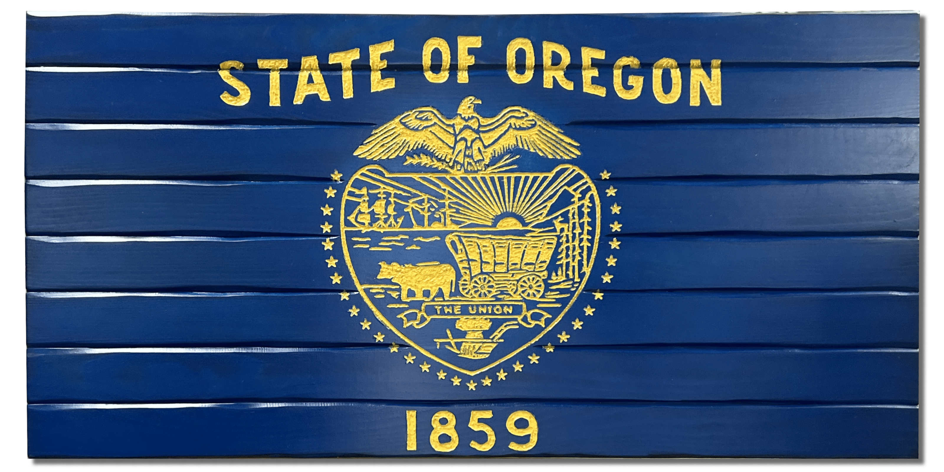 Oregon Handcarved Wooden Flag