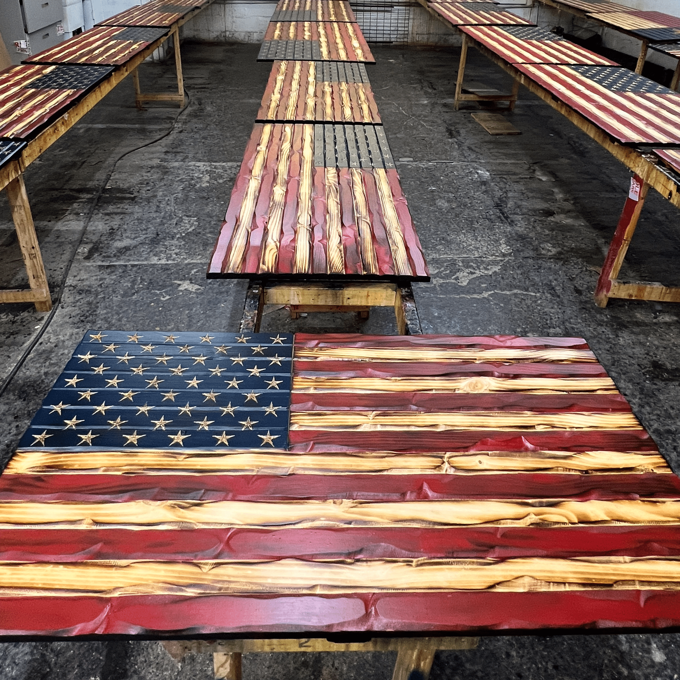 Weathered Rustic Glory Handmade Wooden American Flag