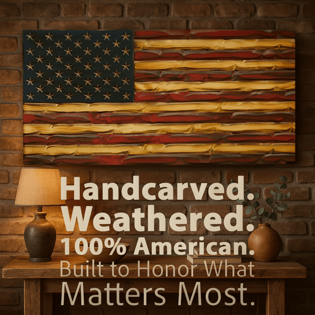 Weathered Rustic Glory Handmade Wooden American Flag
