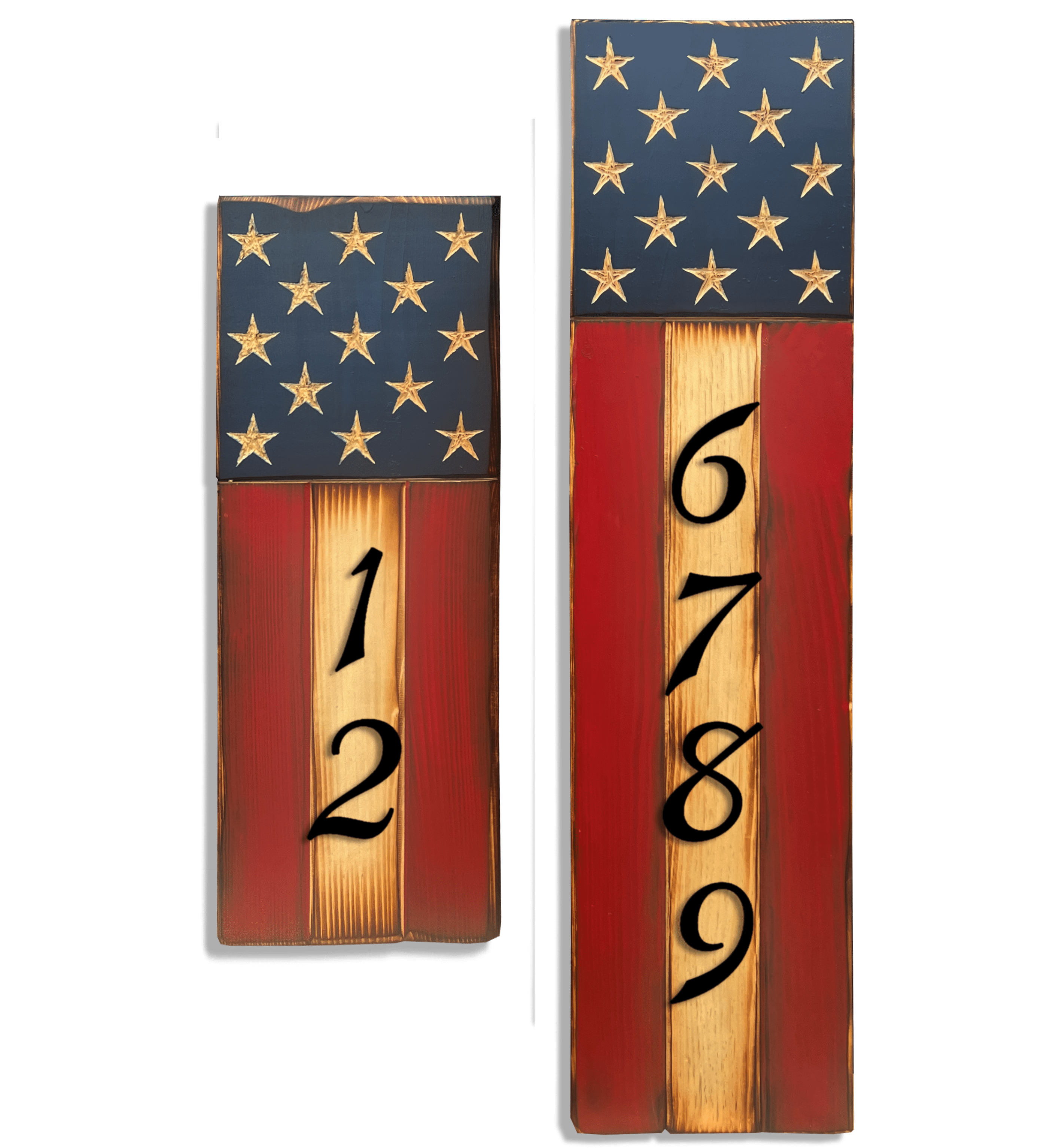 Patriotic Address Wooden American Flag Sign