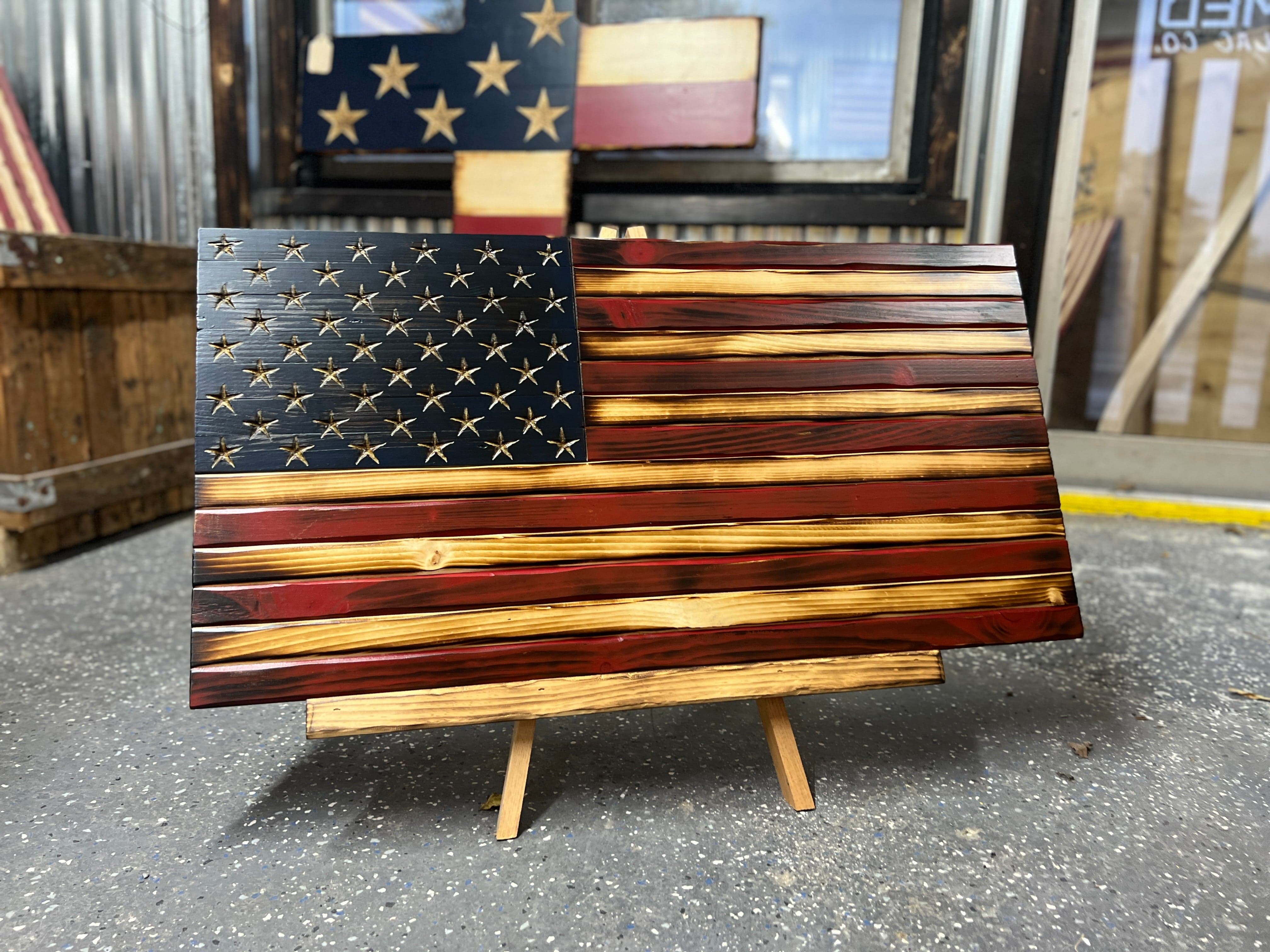 Weathered Old Glory Handmade Wooden American Flag