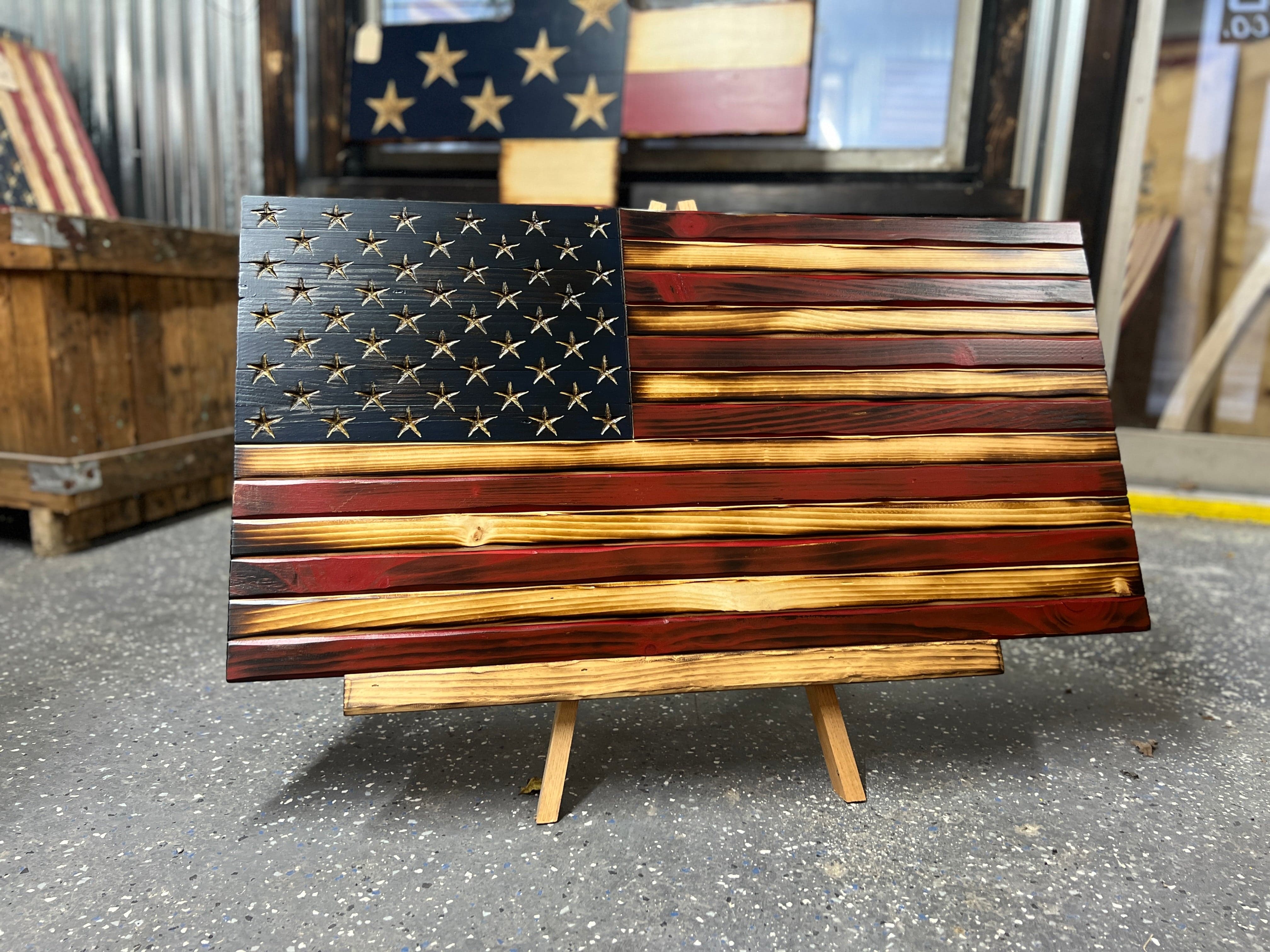 Weathered Old Glory Handmade Wooden American Flag