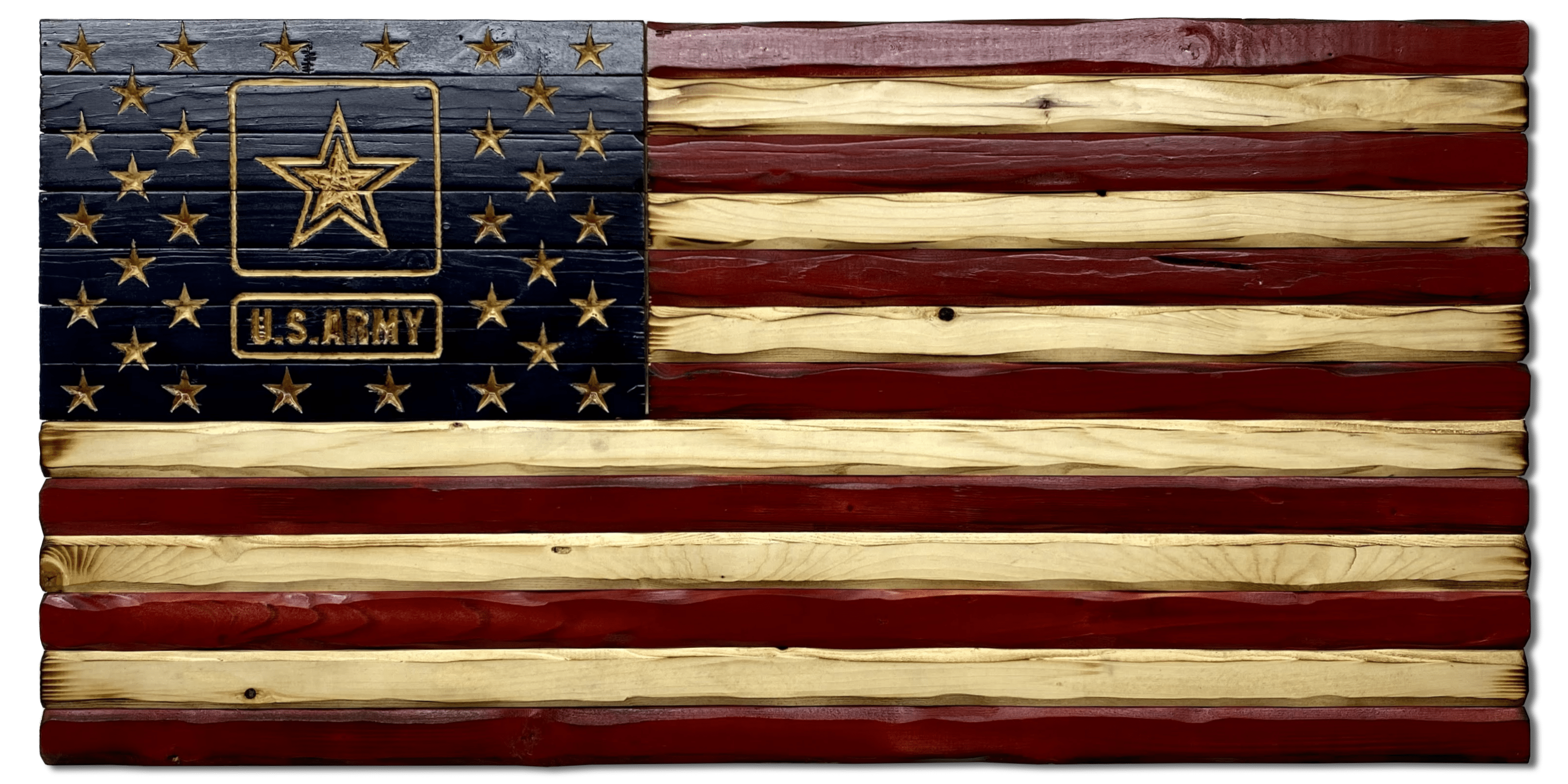 Army Handcarved American Wooden Flag