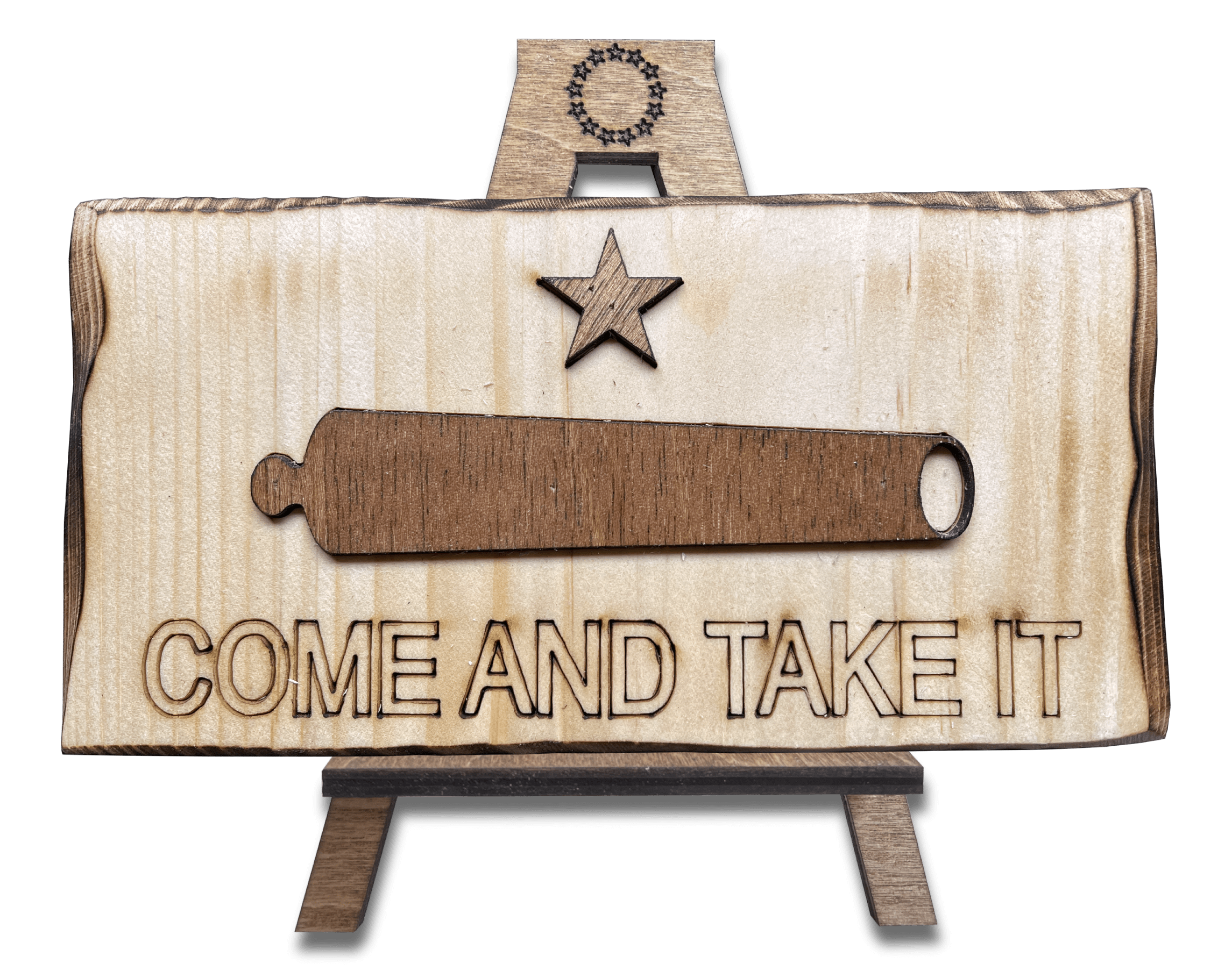 come and take it handmade desktop wooden flag