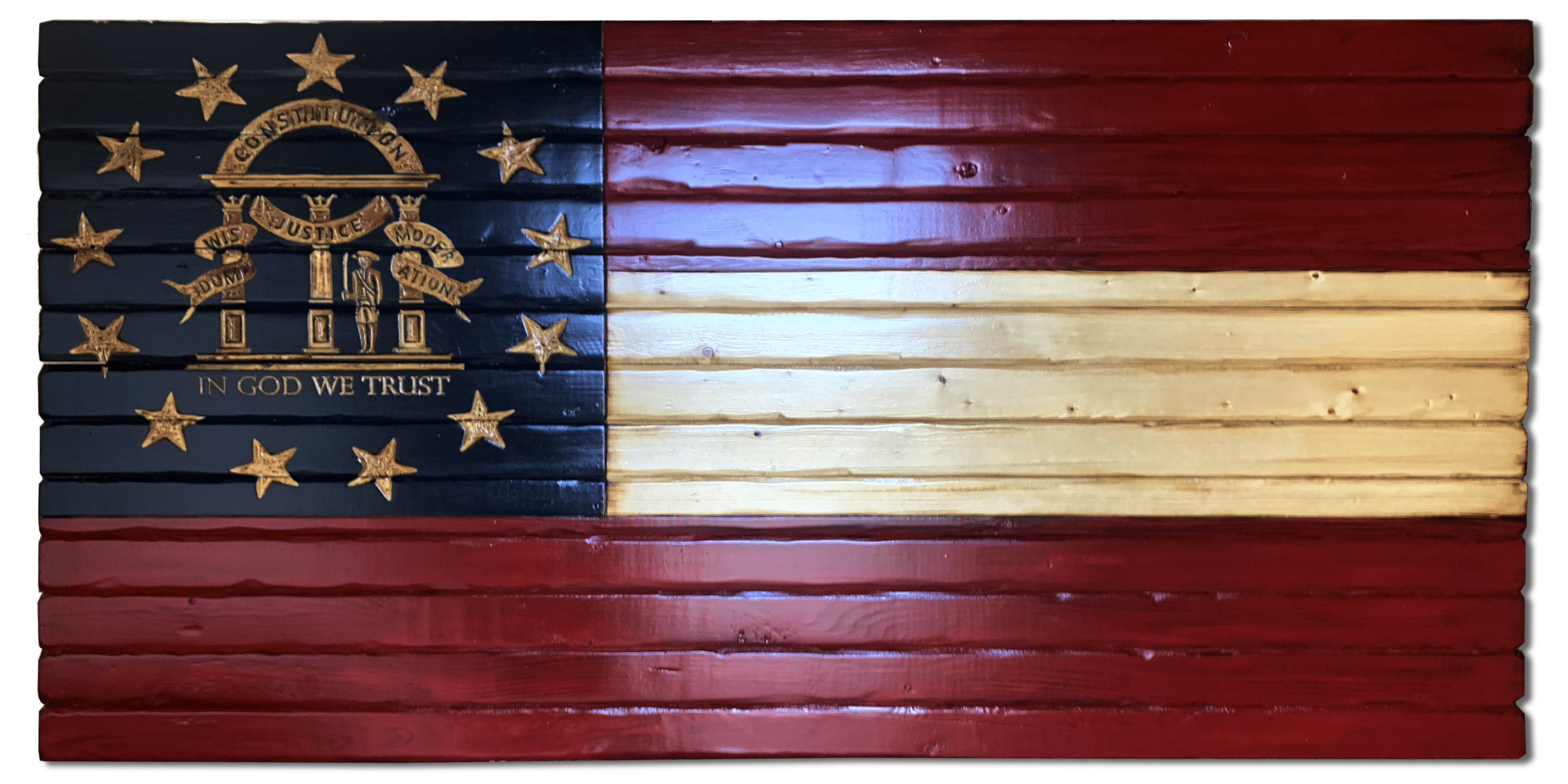 Georgia Handcarved Wooden Flag