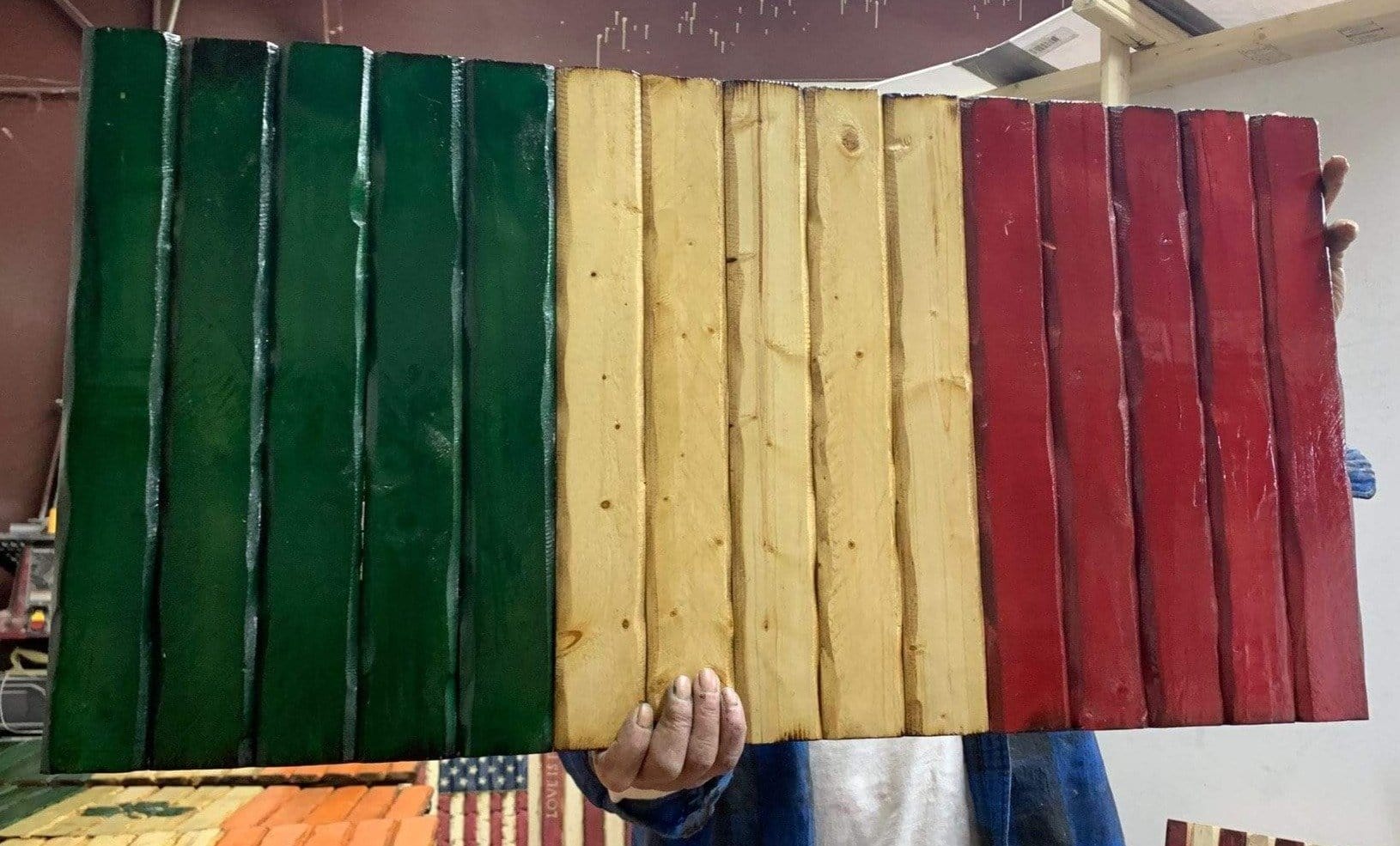 Italian Handmade Wooden Flag