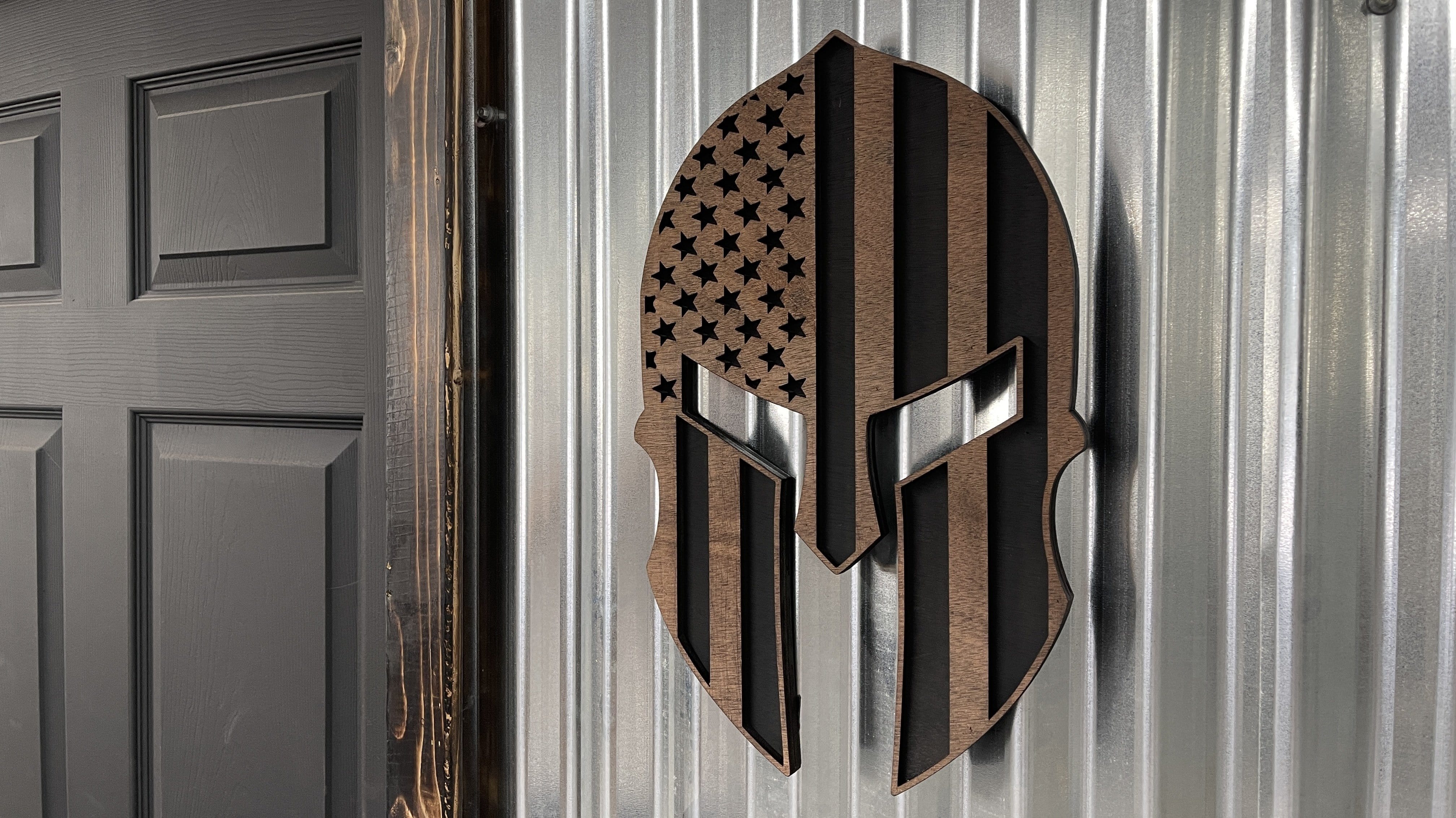 3D Wooden Patriotic Skull/Spartan Wall Art
