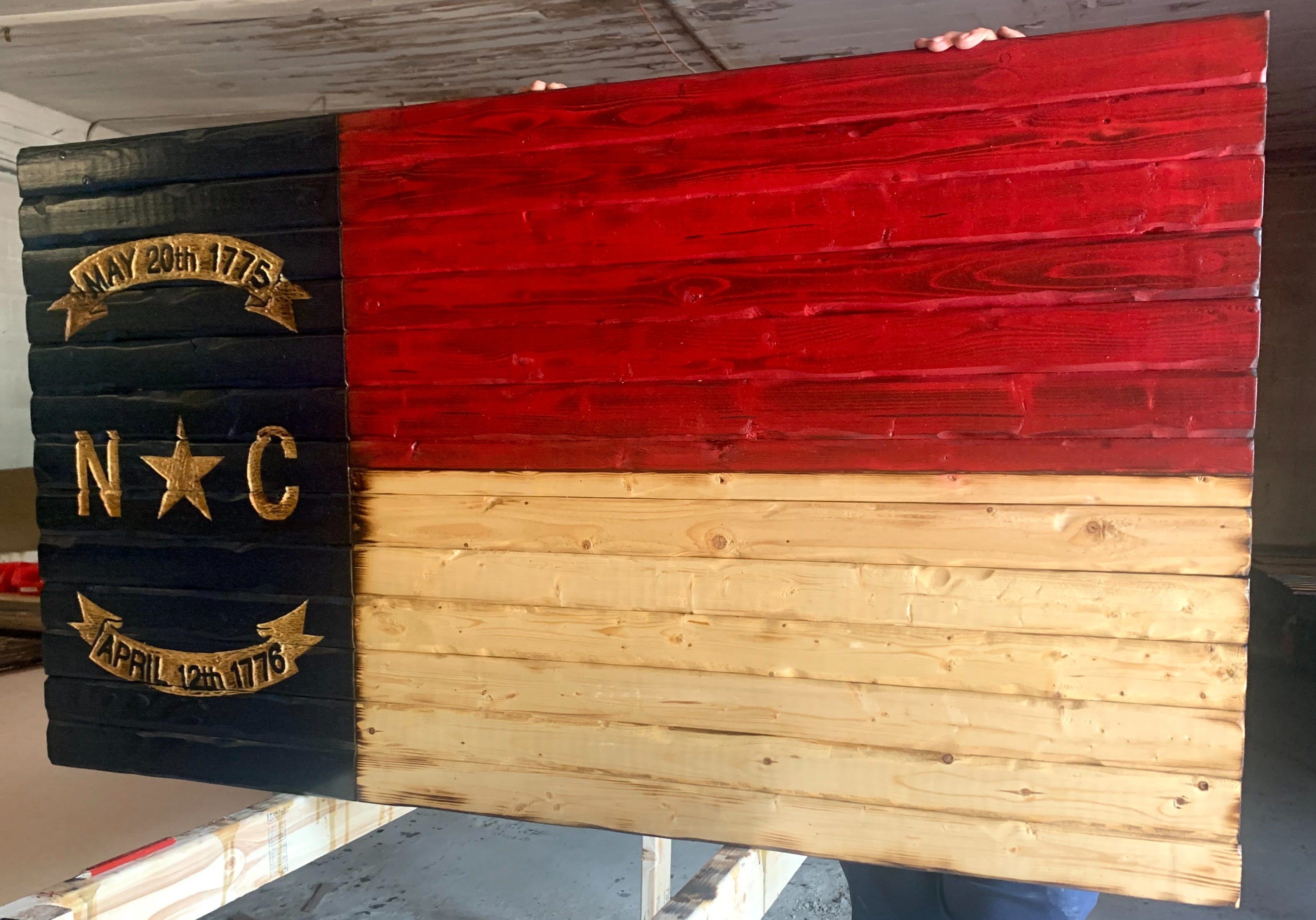 North Carolina Handmade Wooden Flag