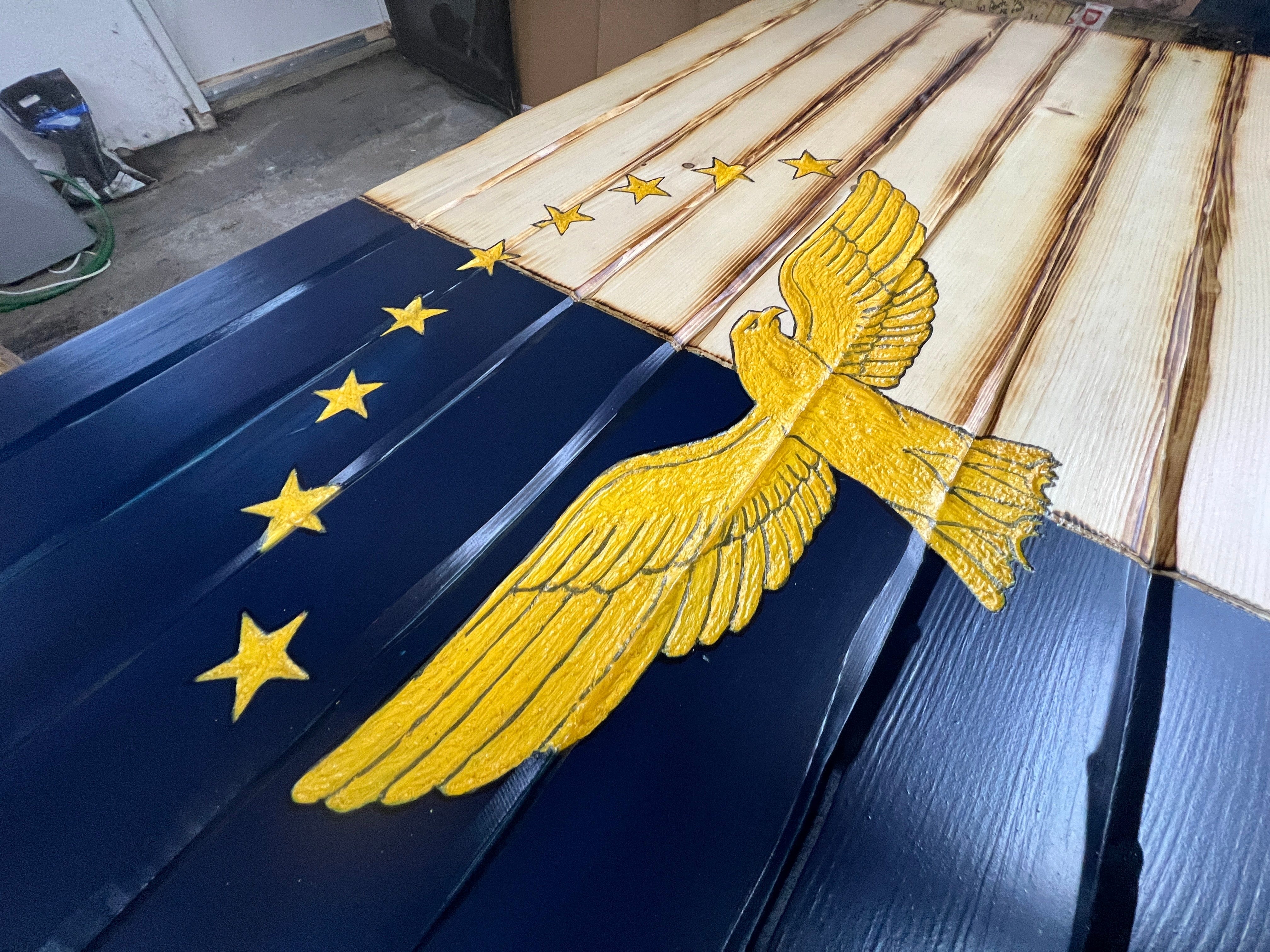 Azores Island Handcarved Wooden Flag