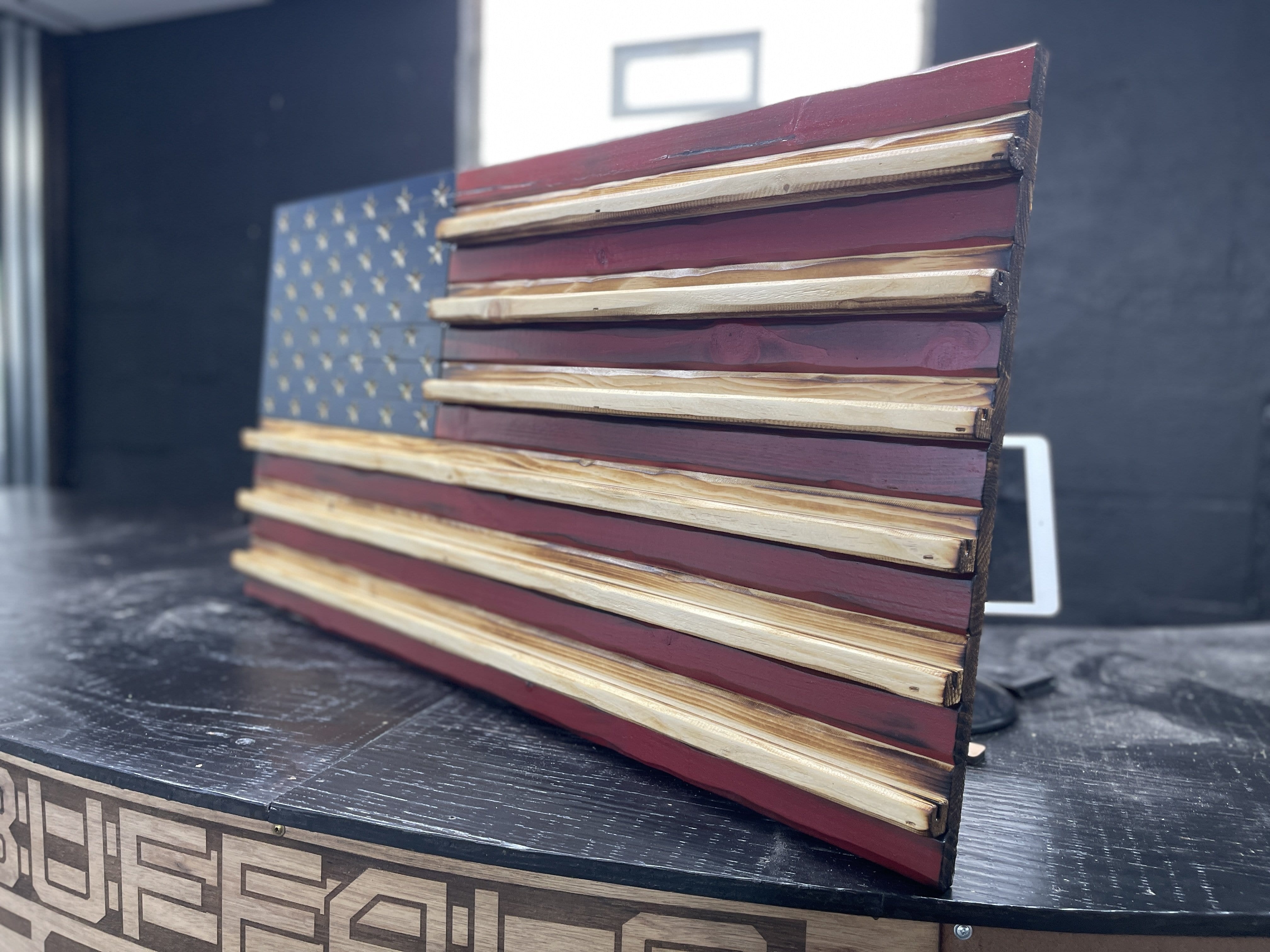 Coin Holder Old Glory American Handmade Wooden Flag