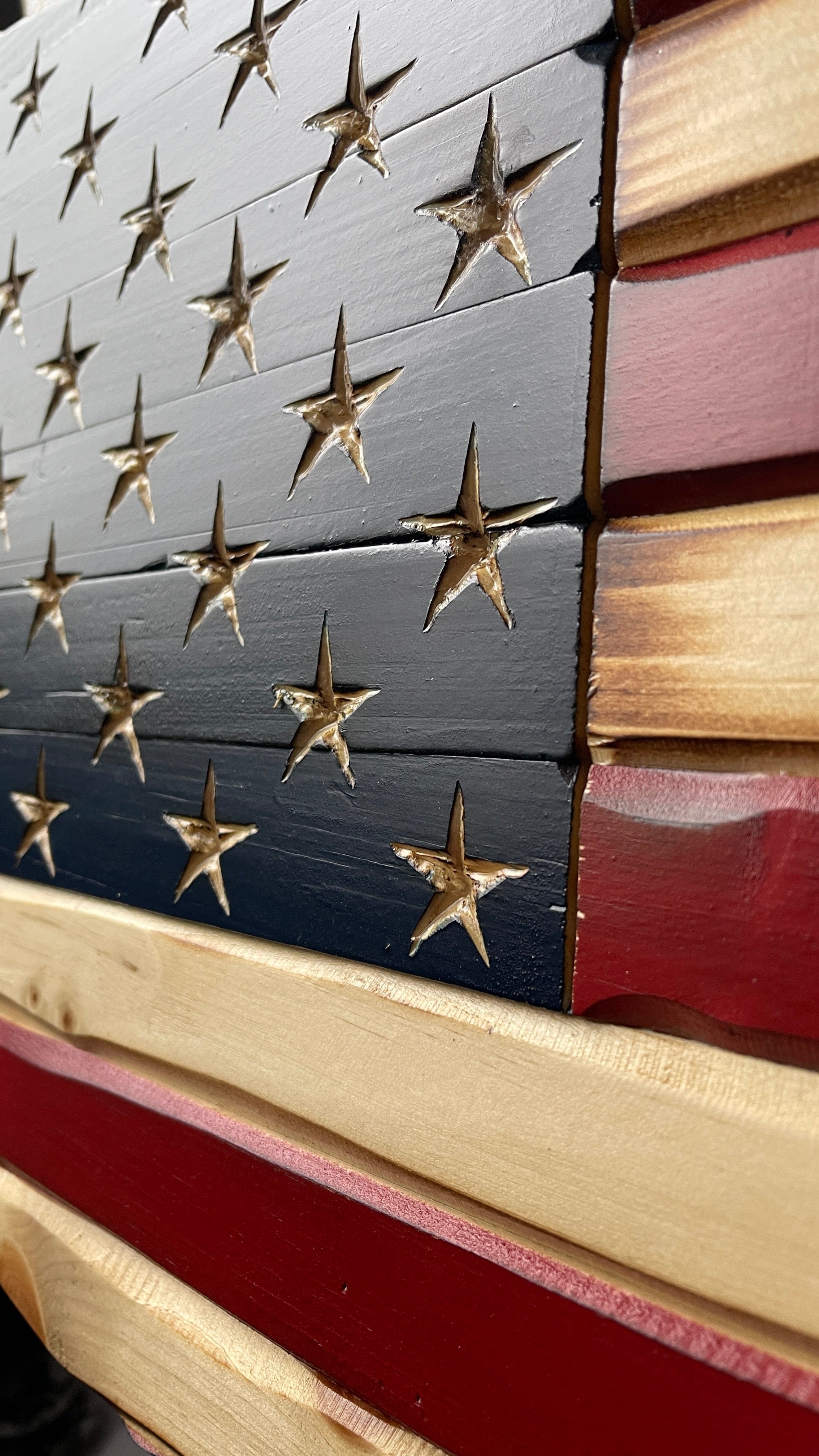 USA Outline Old Glory American Handmade Wooden Flag