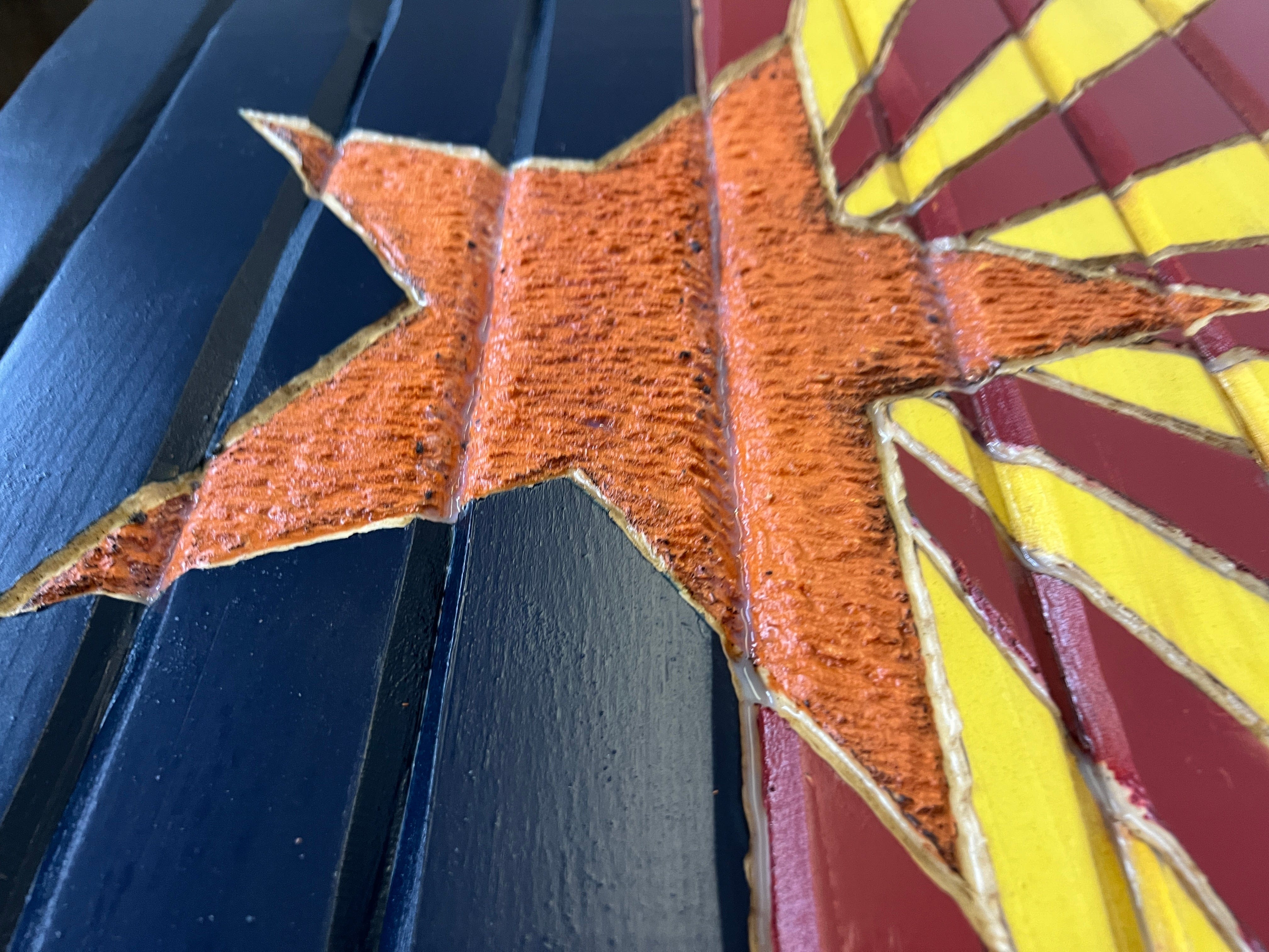 Arizona Glory Handcarved Wooden Flag