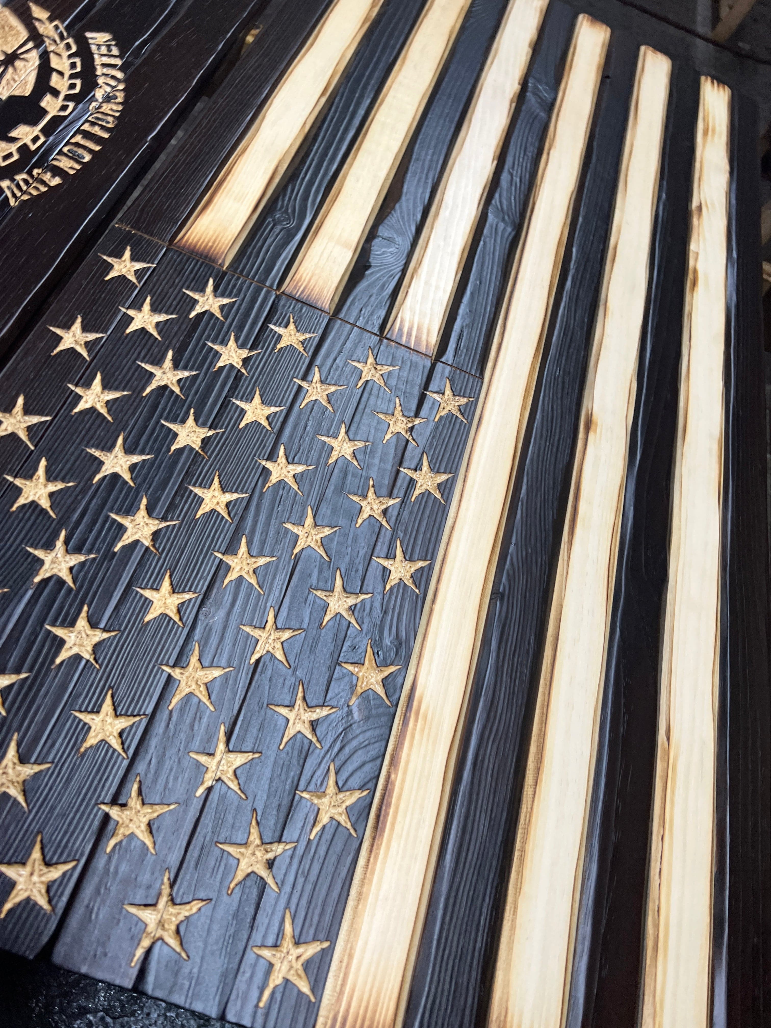 Charred Glory Handmade American Wooden Flag