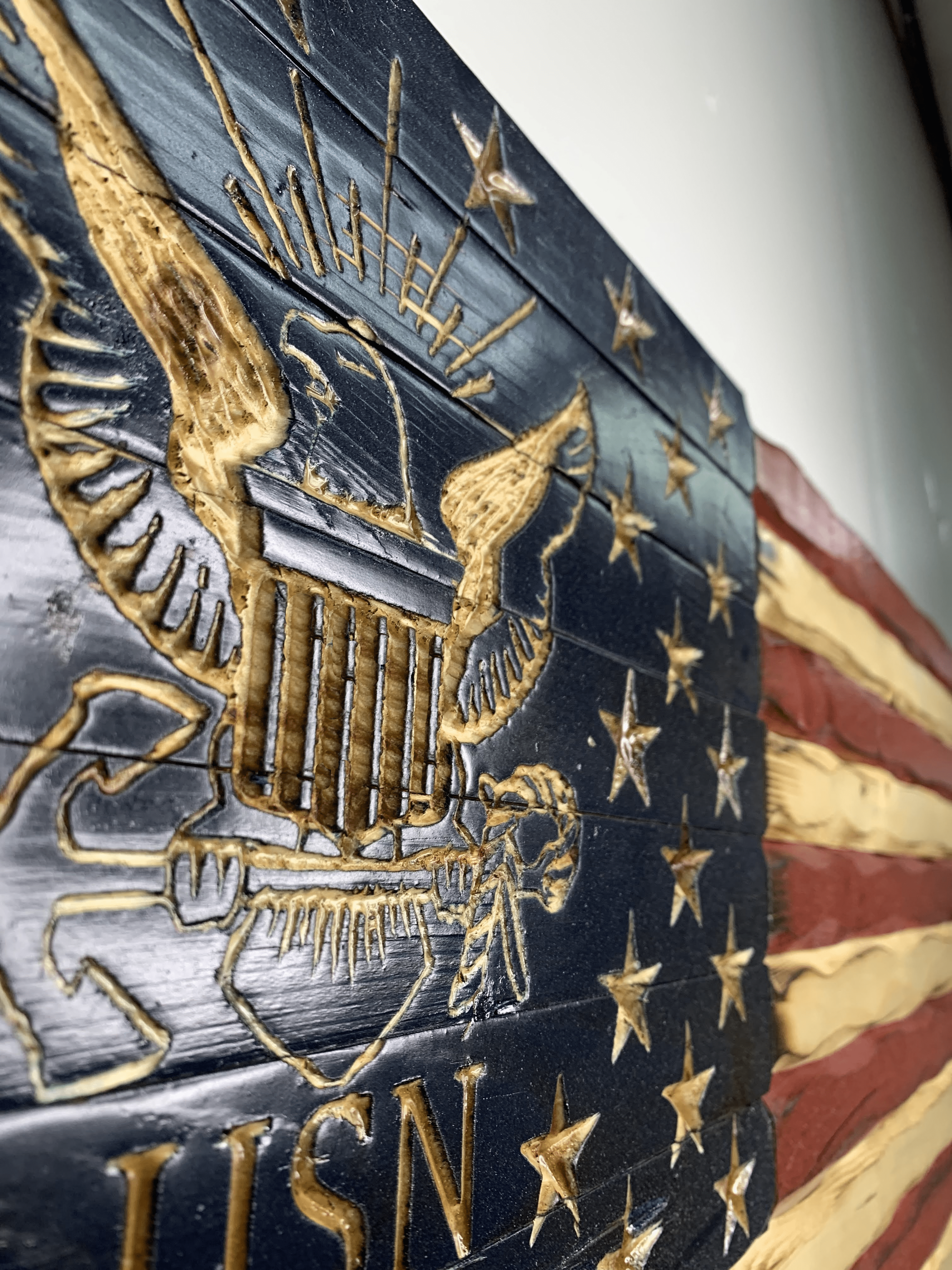 Navy Glory Ver 1 Handcarved American Wooden Flag