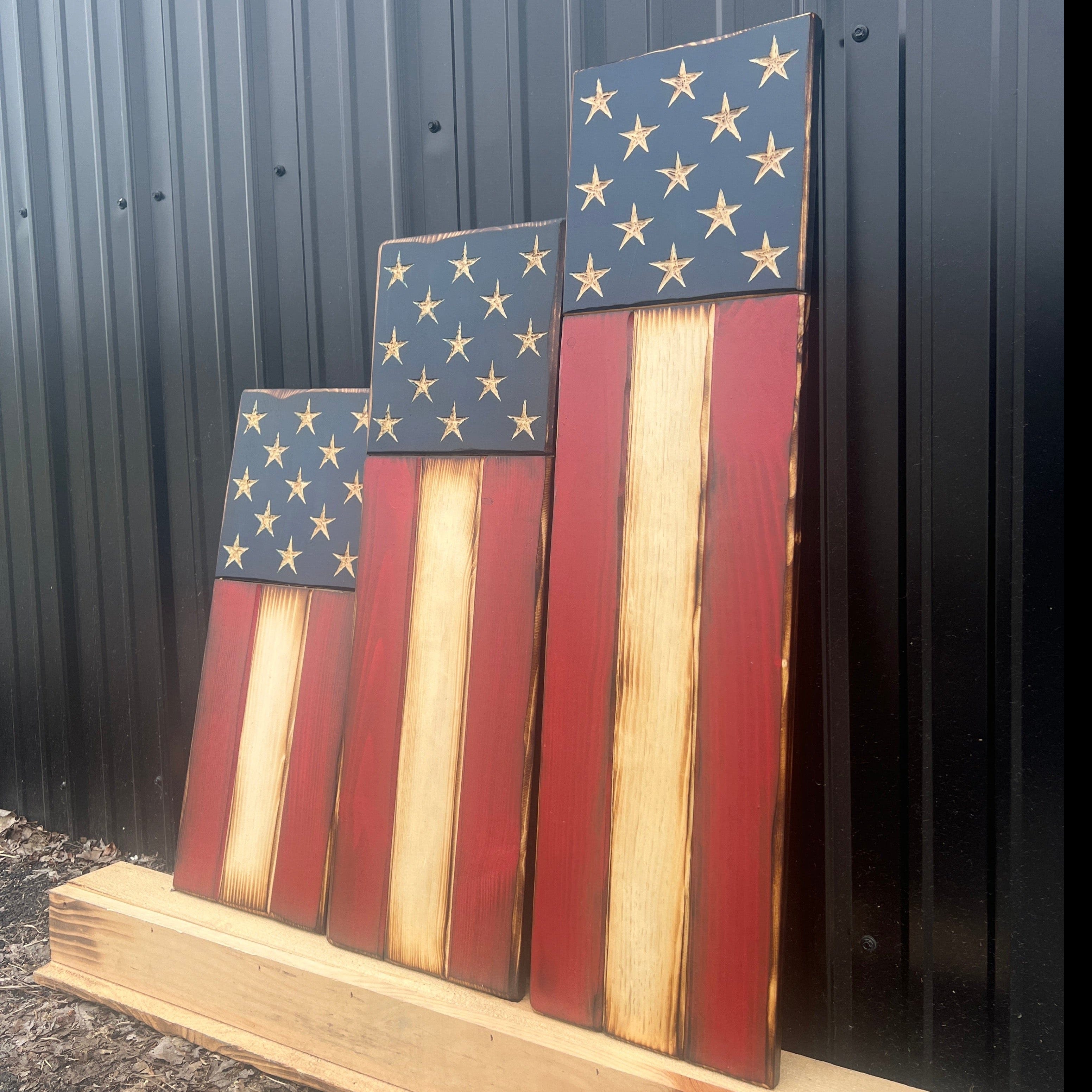 Patriotic Address Wooden American Flag Sign