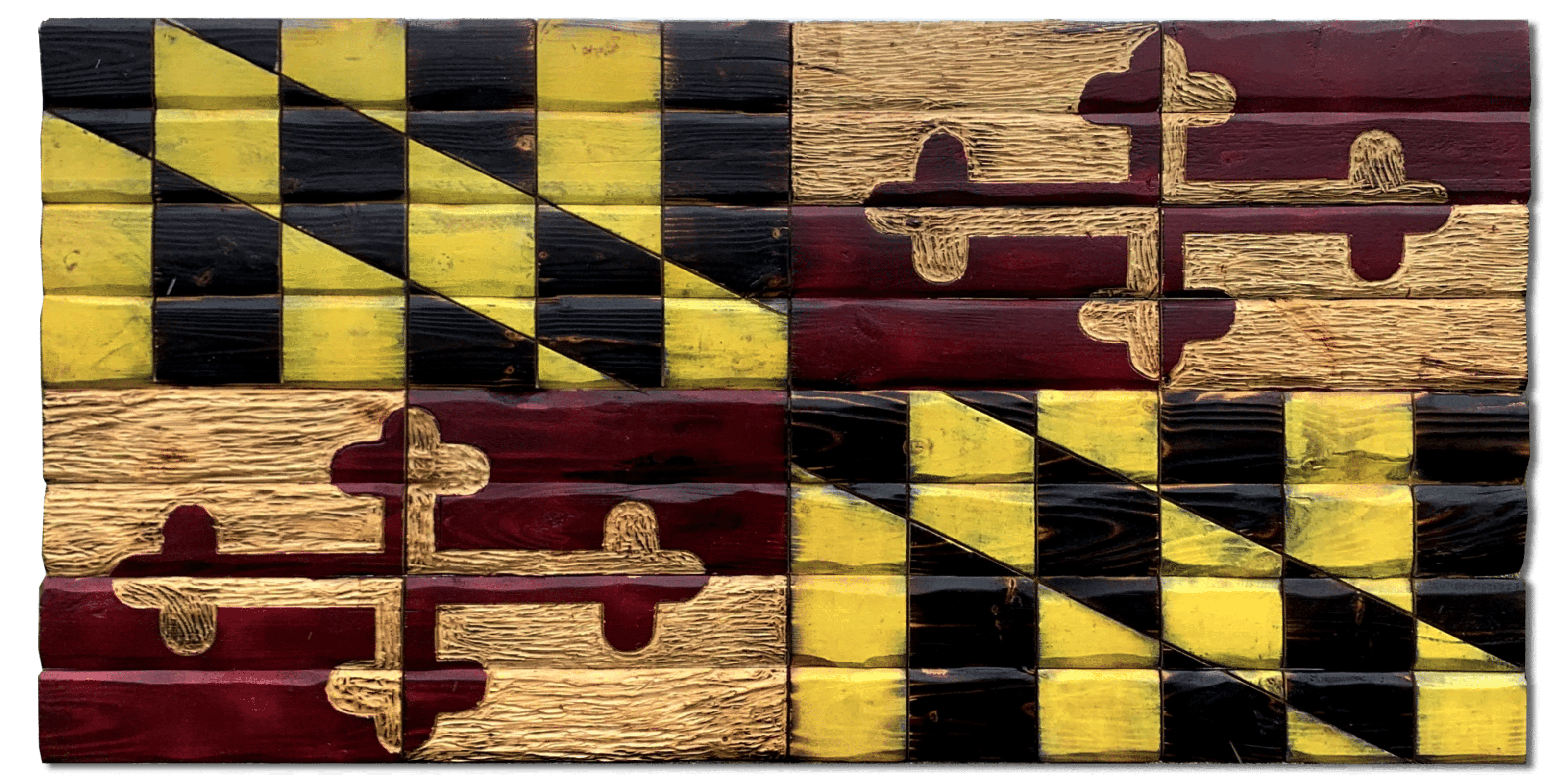 Maryland Handcarved Wooden Flag