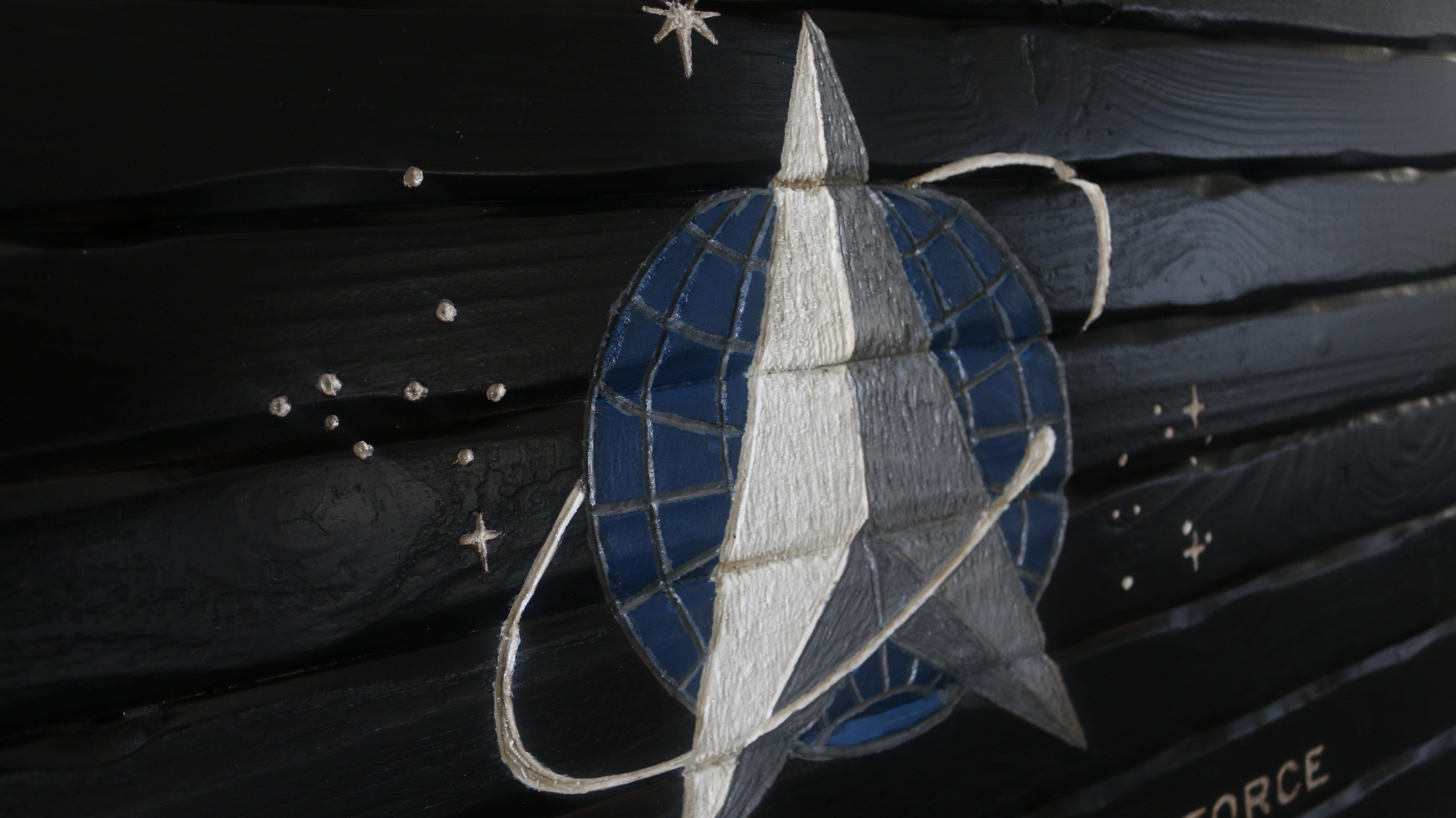Space Force Full Handcarved Wooden Flag