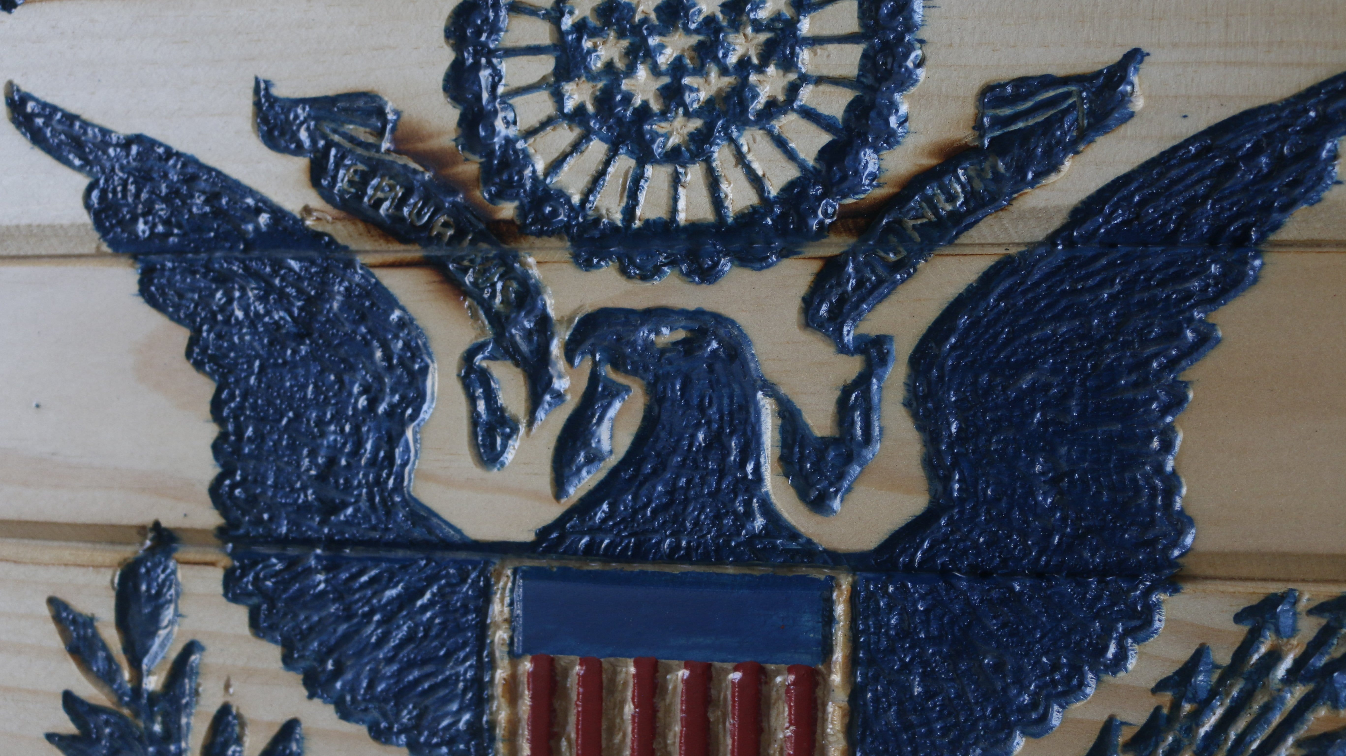 Coast Guard Full Handcarved Wooden Flag