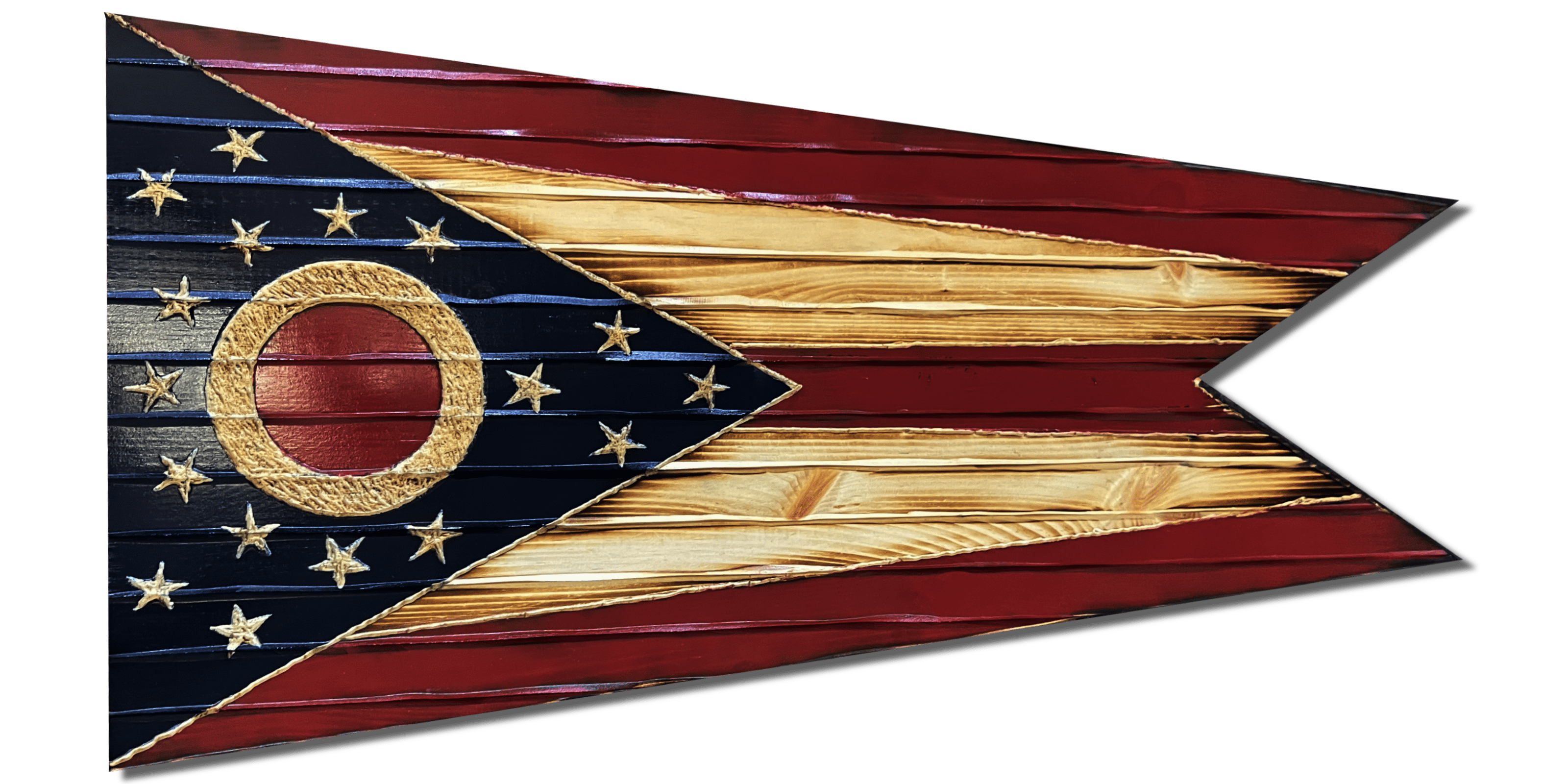 Ohio Handcarved Wooden Flag