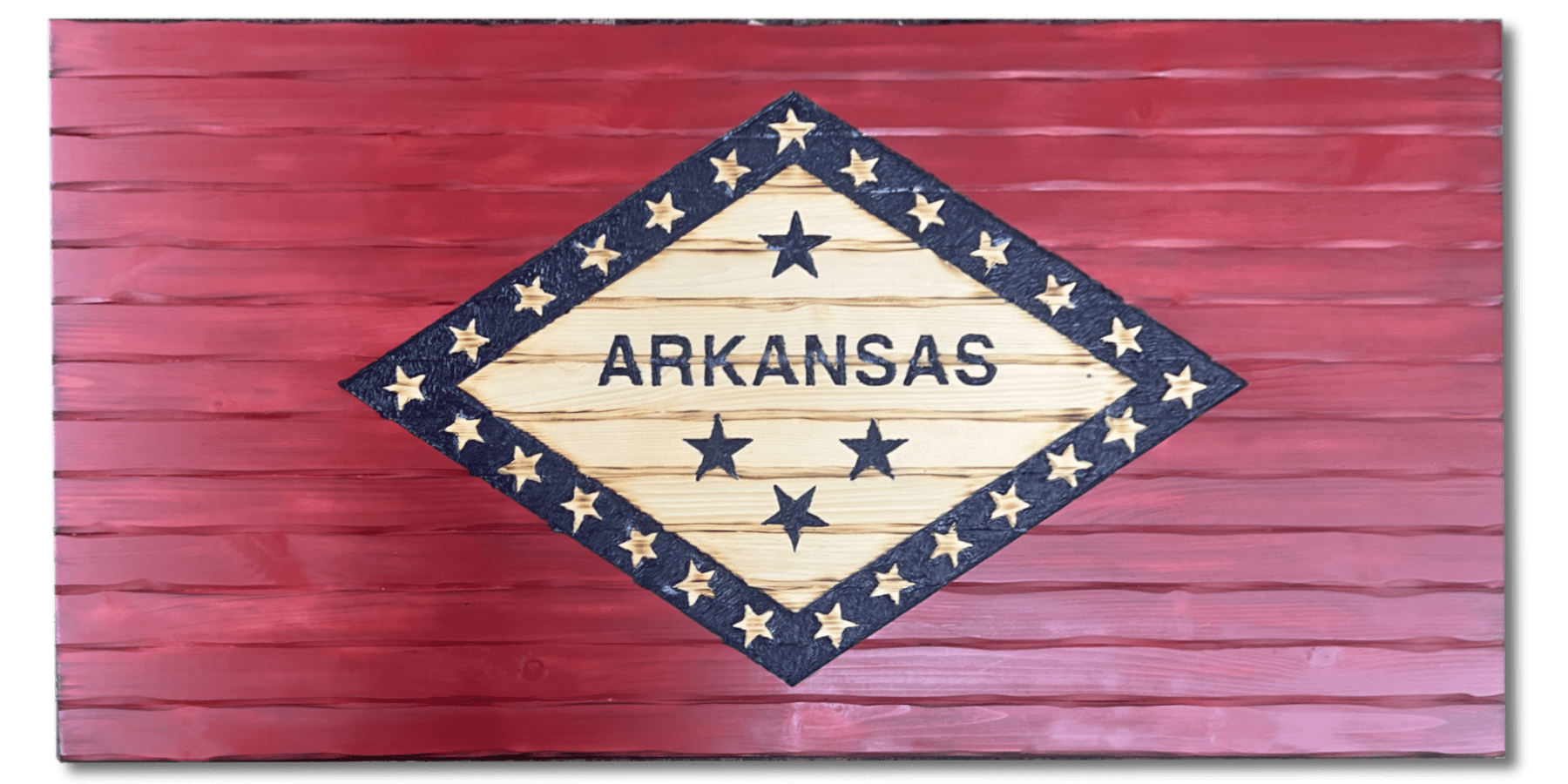 Arkansas Handcarved Wooden Flag