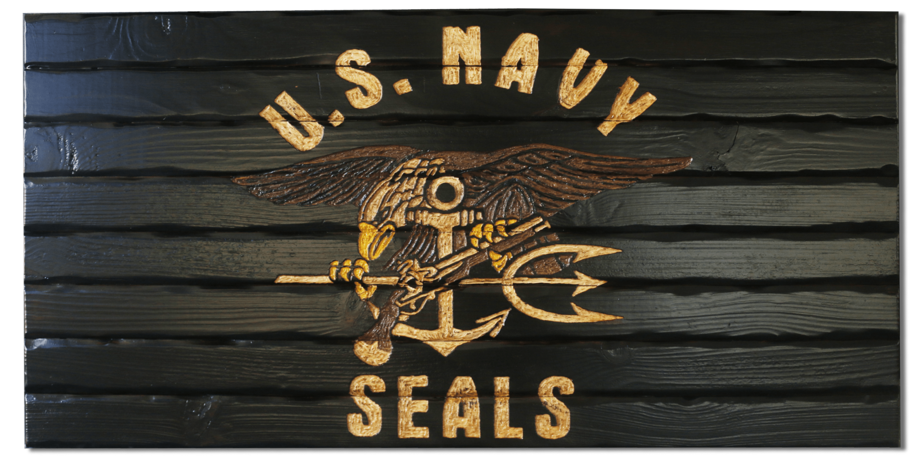Navy Seal Full Handcarved Wooden Flag