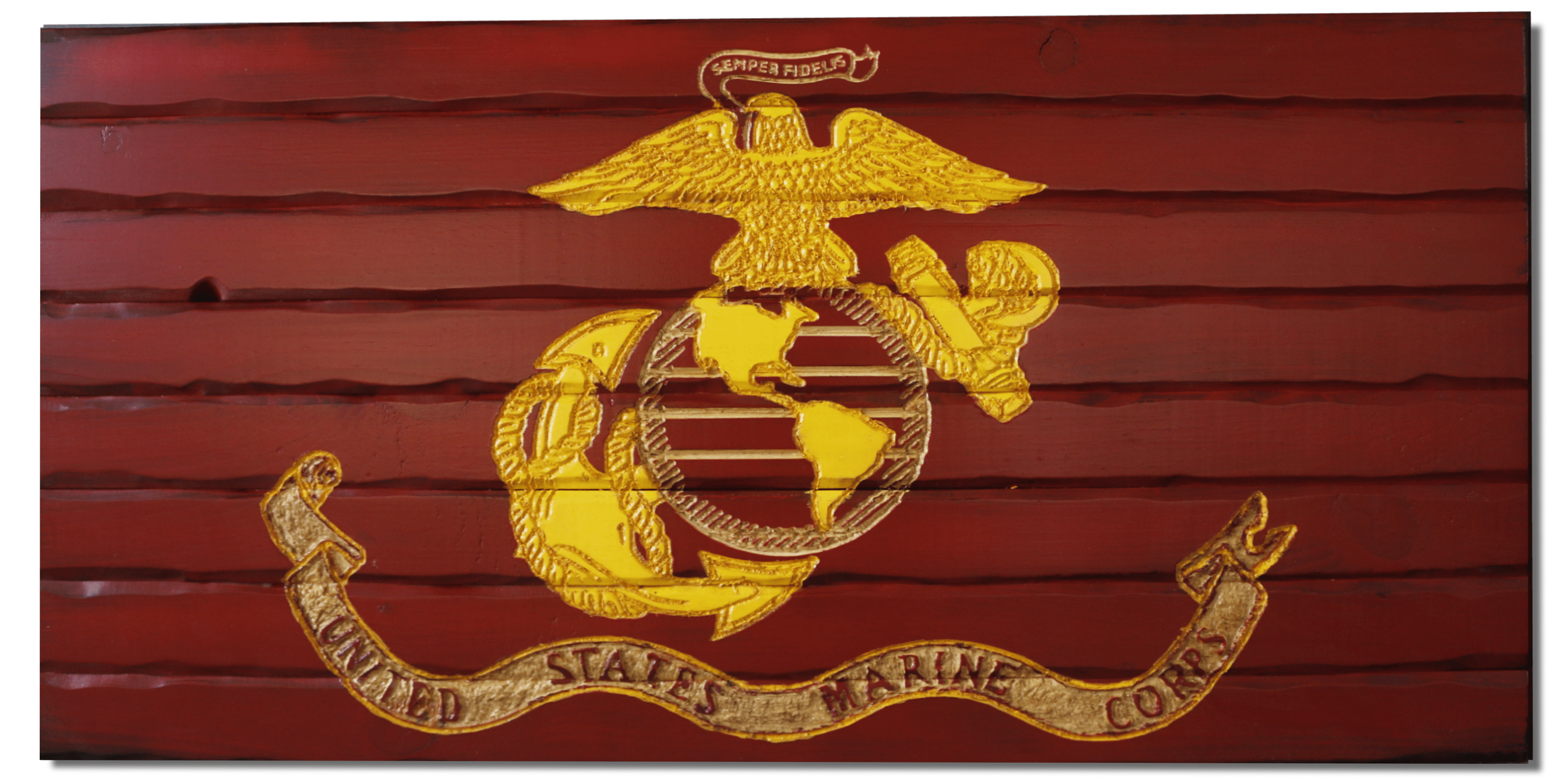 Marine Full Handcarved Wooden Flag