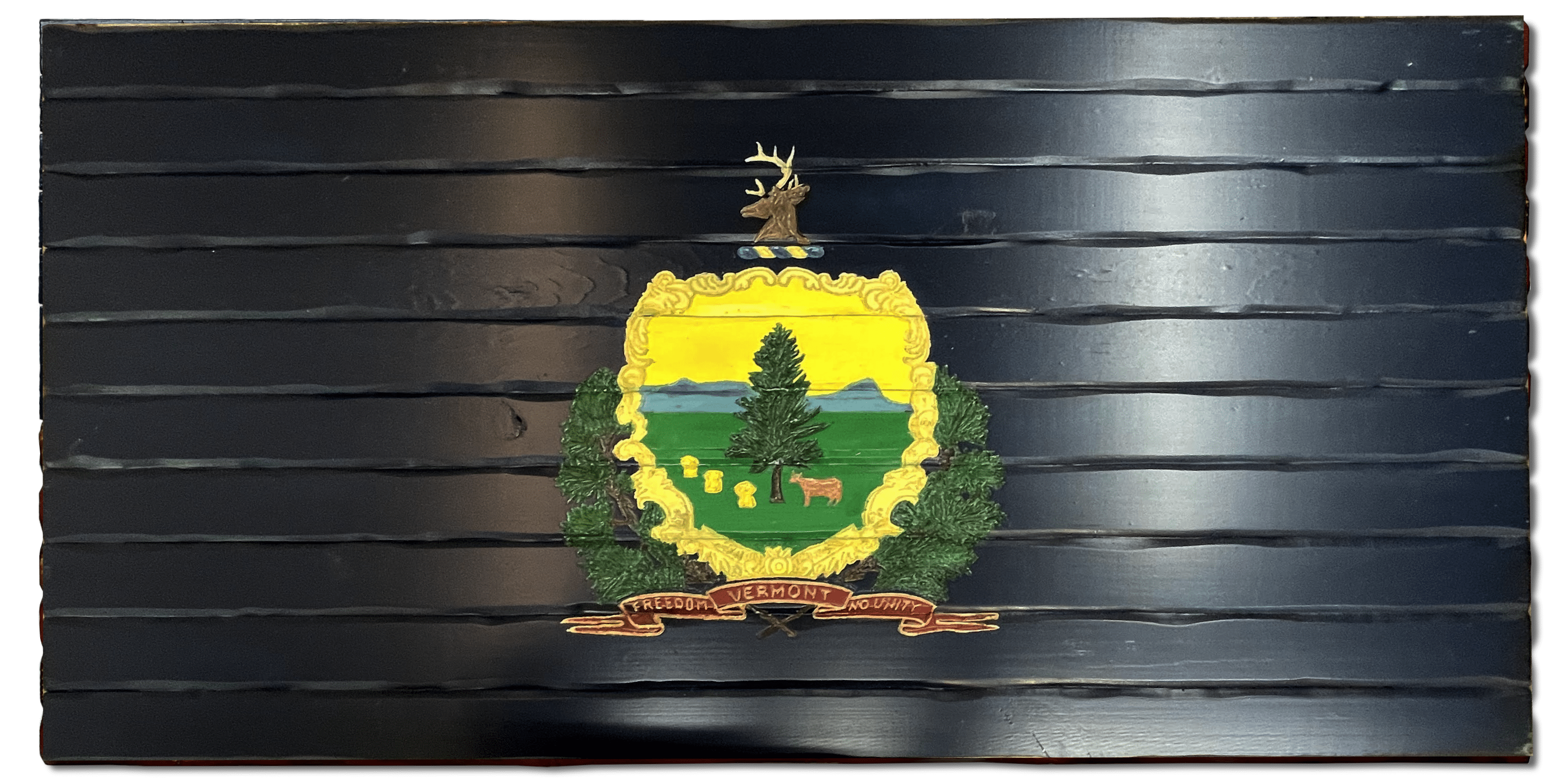 Vermont Handcarved Wooden Flag