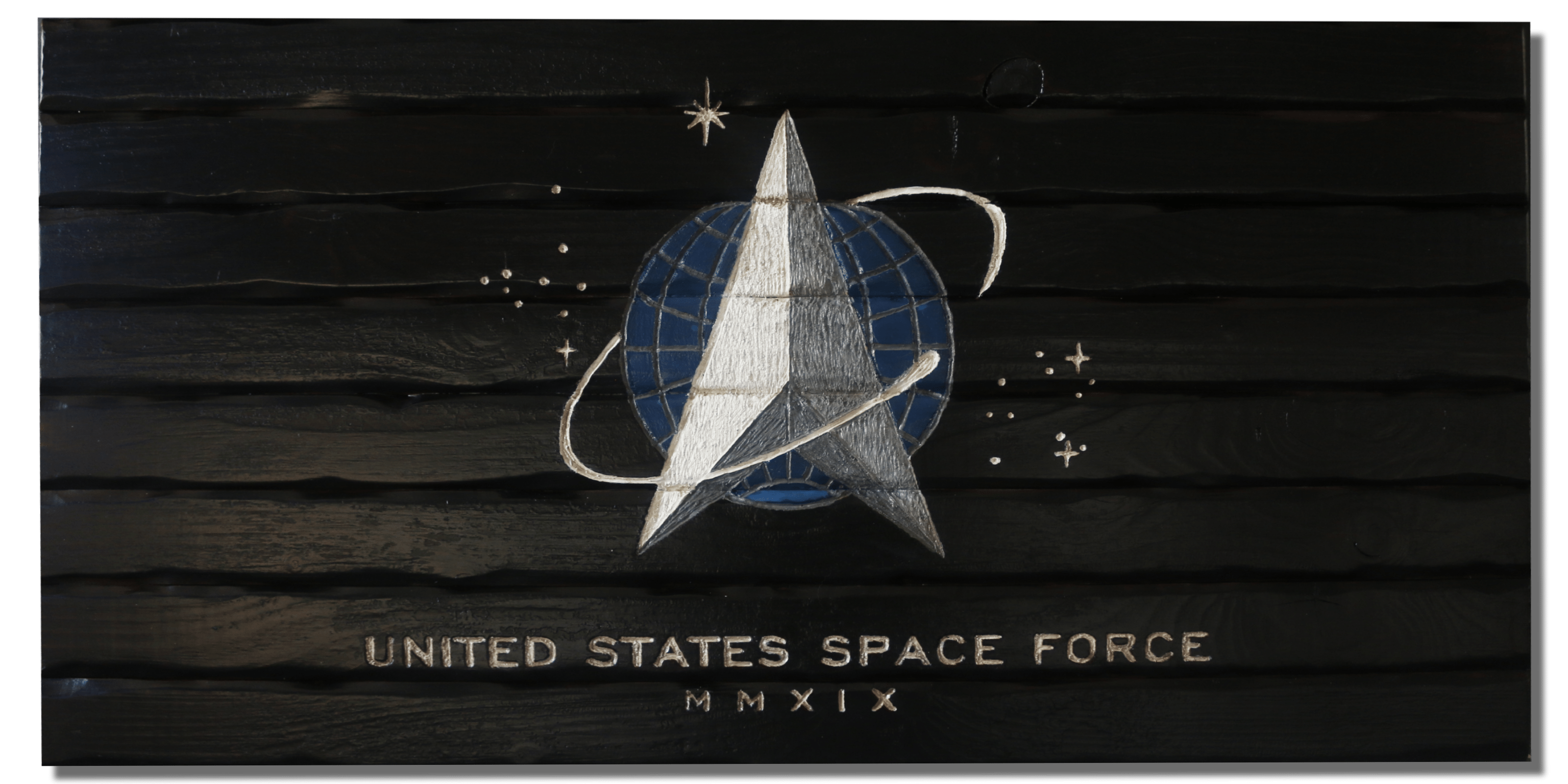 Space Force Full Handcarved Wooden Flag