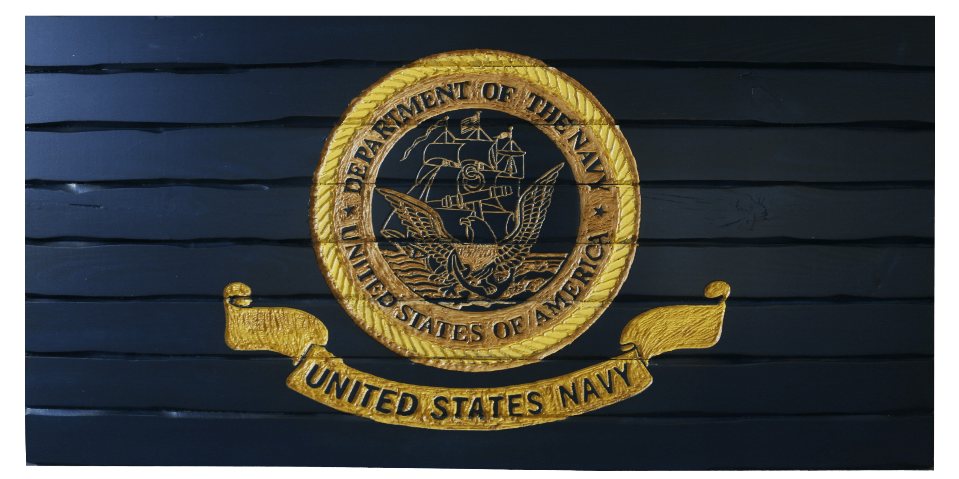 Navy Full Handcarved Wooden Flag