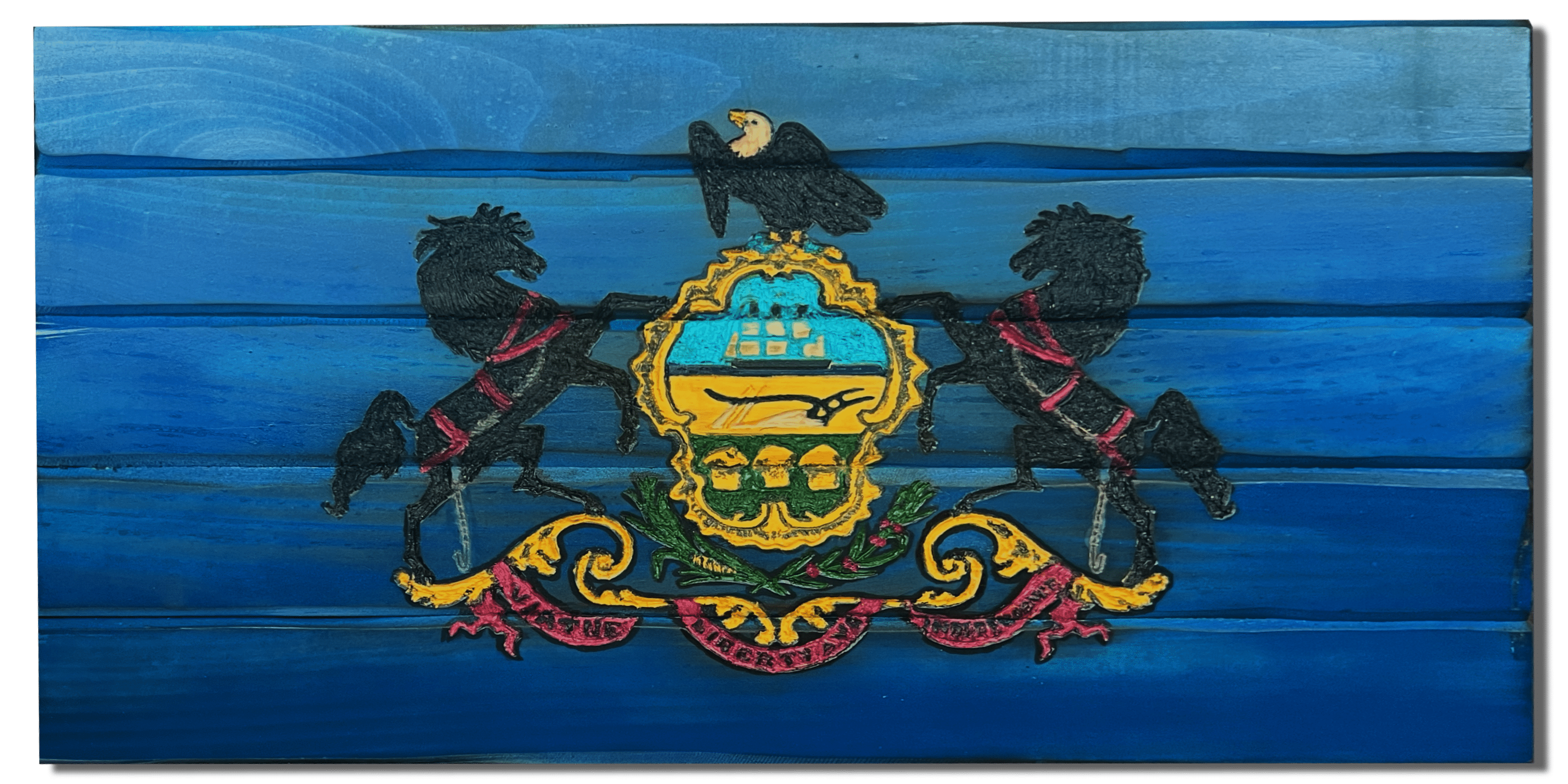 Pennsylvania Handcarved Wooden Flag