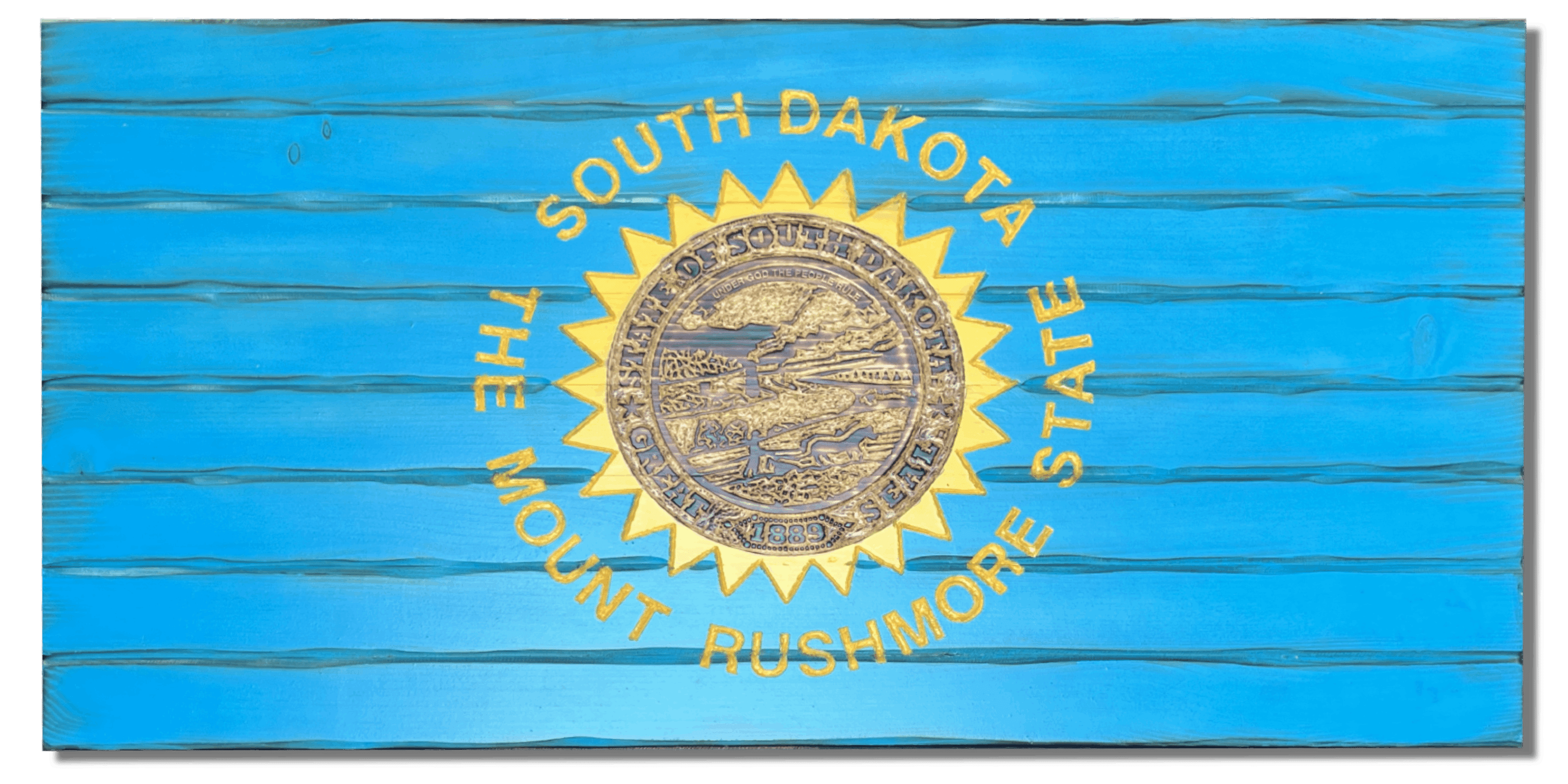 South Dakota Handcarved Wooden Flag