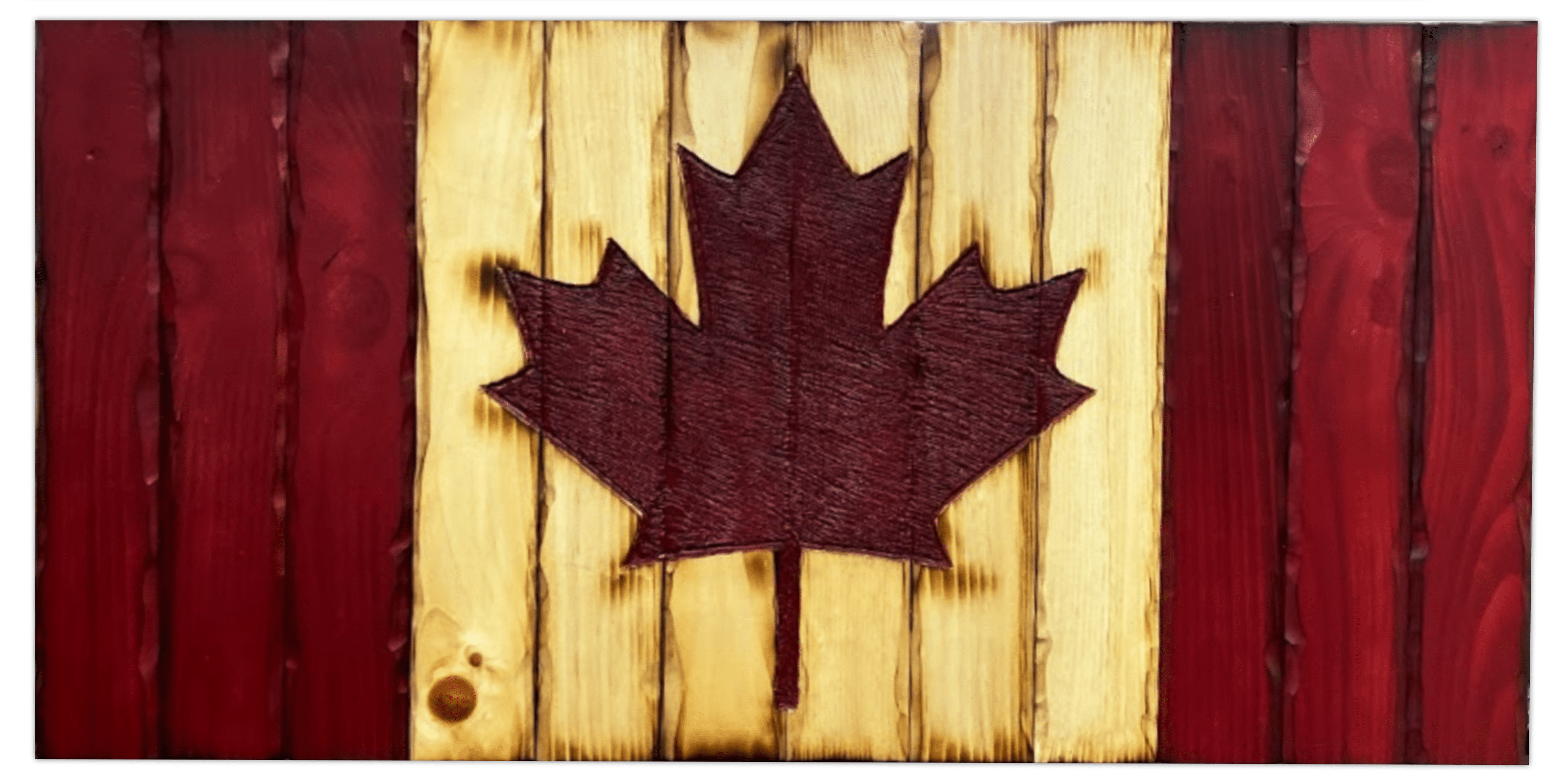 Canada Handcarved Wooden Flag
